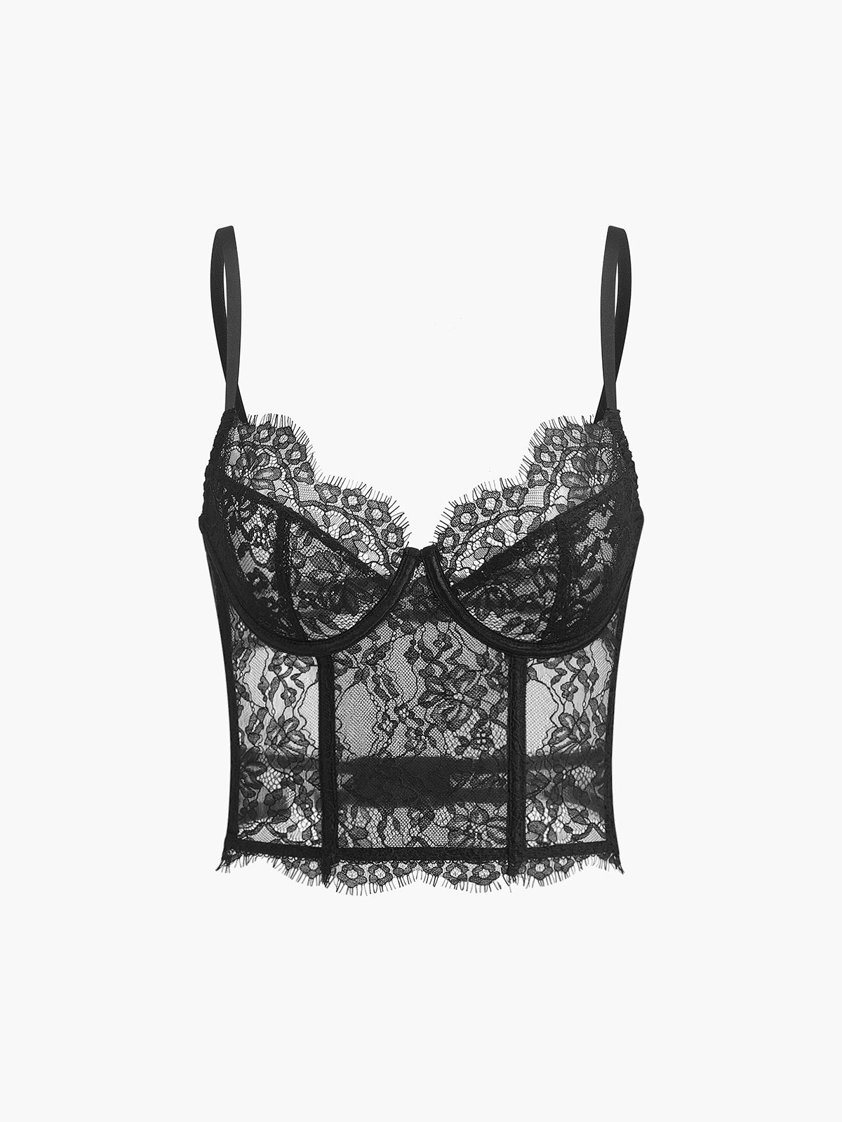 Sheer Lace Crop Corset-Massicos