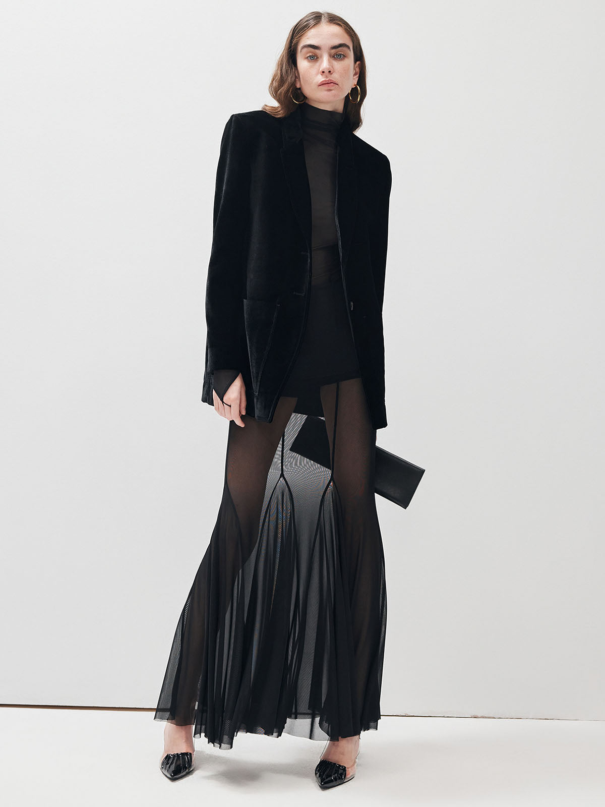 V-Neck Velvet Button Blazer-Massicos