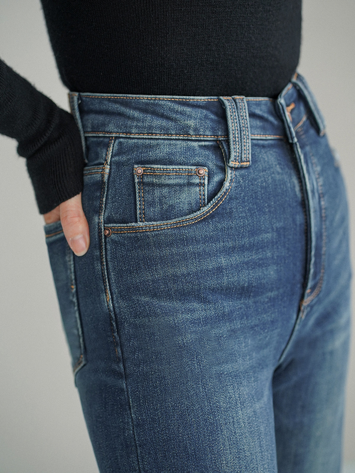 Mid-Waist Bootcut Denim Jeans Without Belt-Massicos