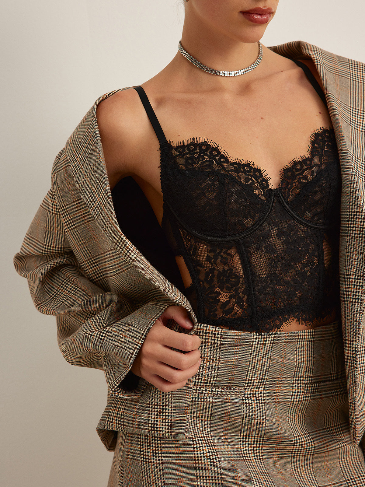 Sheer Lace Crop Corset-Massicos