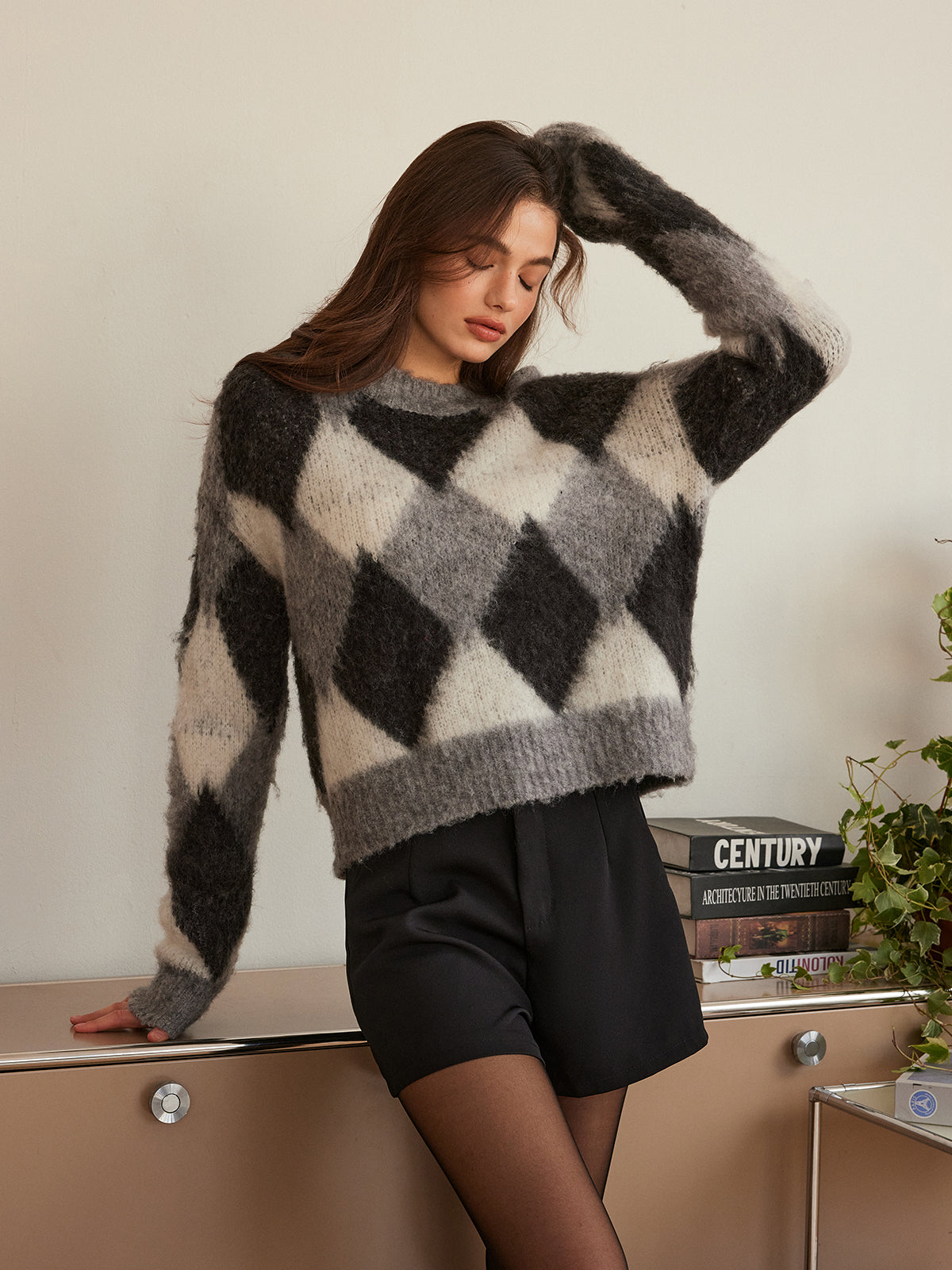 Wool-Blend Color Block Cozy Sweater-Massicos
