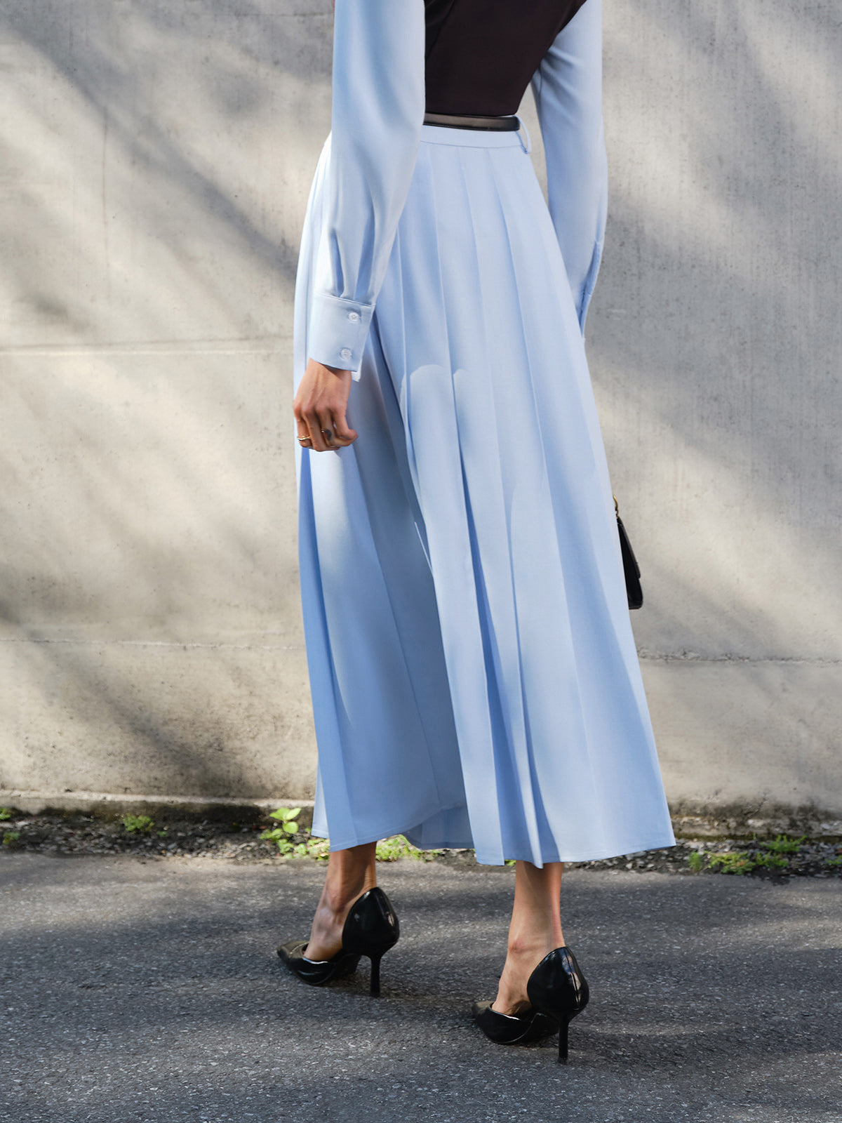 Minimalist Pleated Skirt Without Belt-Massicos