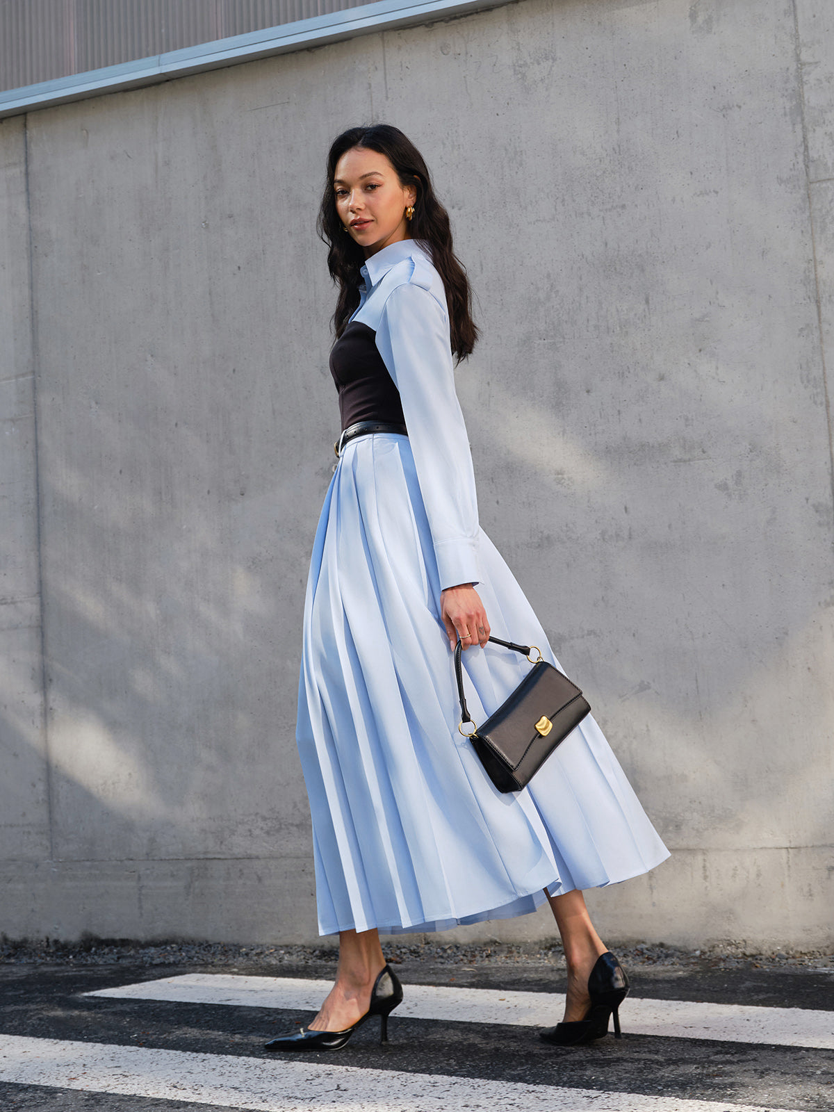 Minimalist Pleated Skirt Without Belt-Massicos
