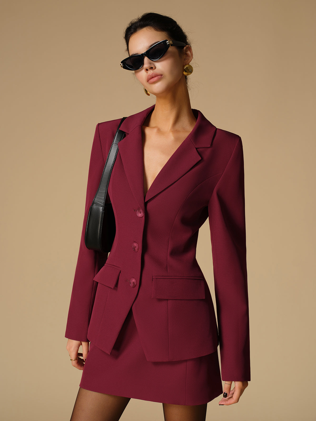 Split Button Slim Blazer-Massicos