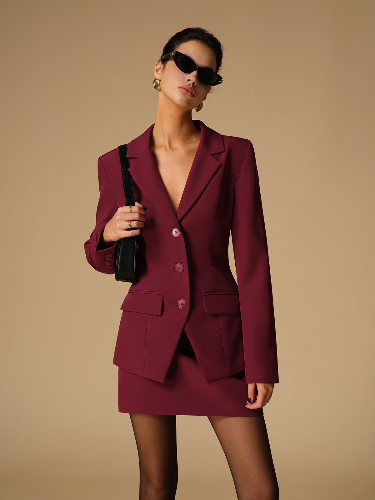 Split Button Slim Blazer-Massicos