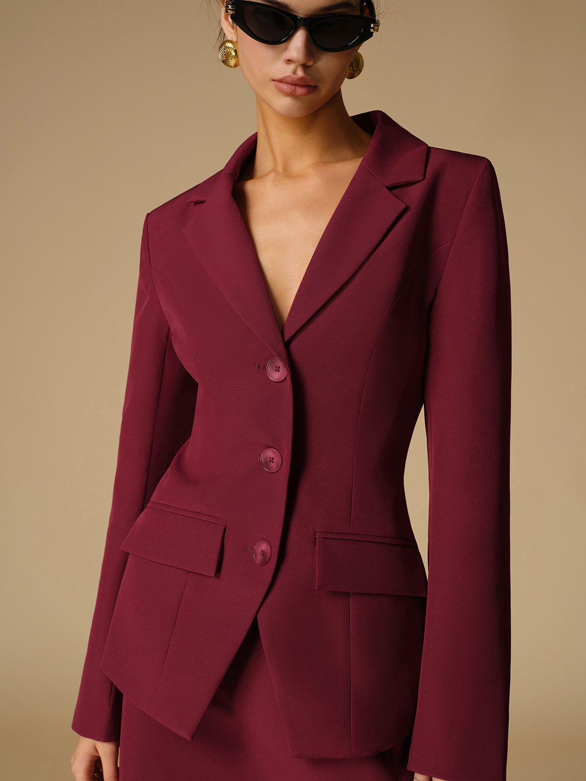 Split Button Slim Blazer-Massicos