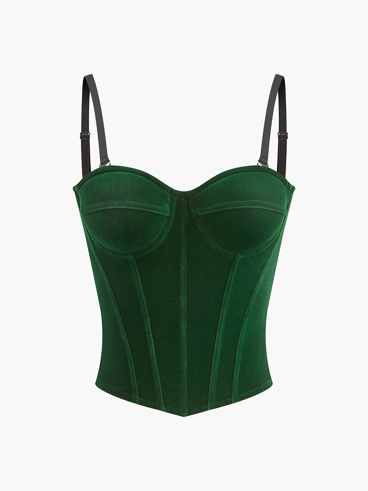 Velvet Piping Zipper Corset-Massicos