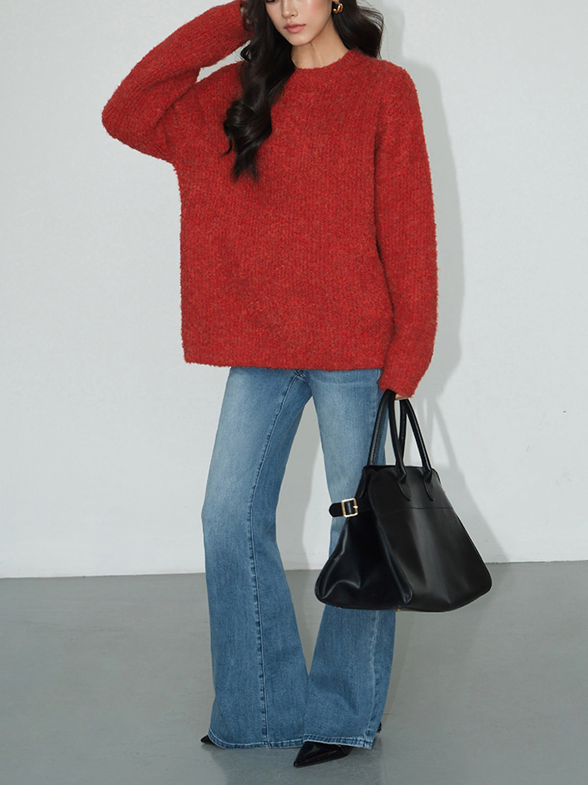 Wool-Blend Elegant Ribbed Sweater-Massicos