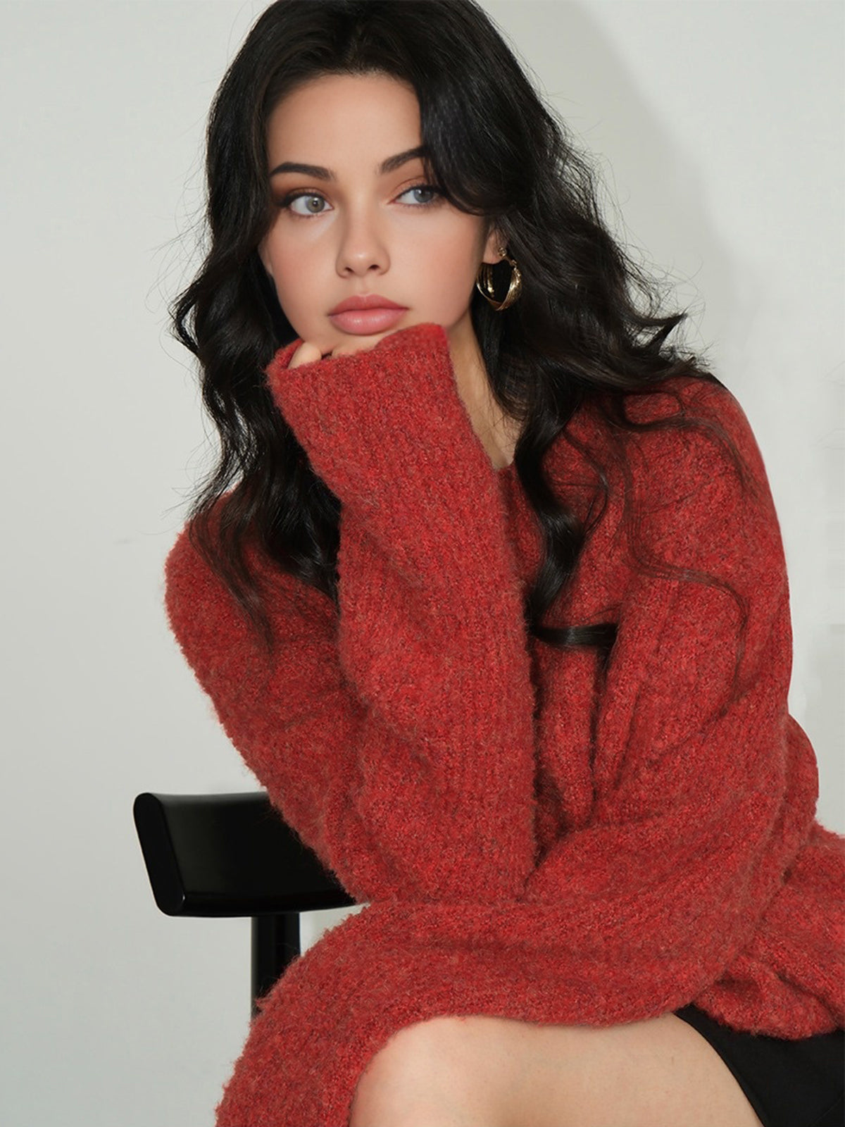 Wool-Blend Elegant Ribbed Sweater-Massicos