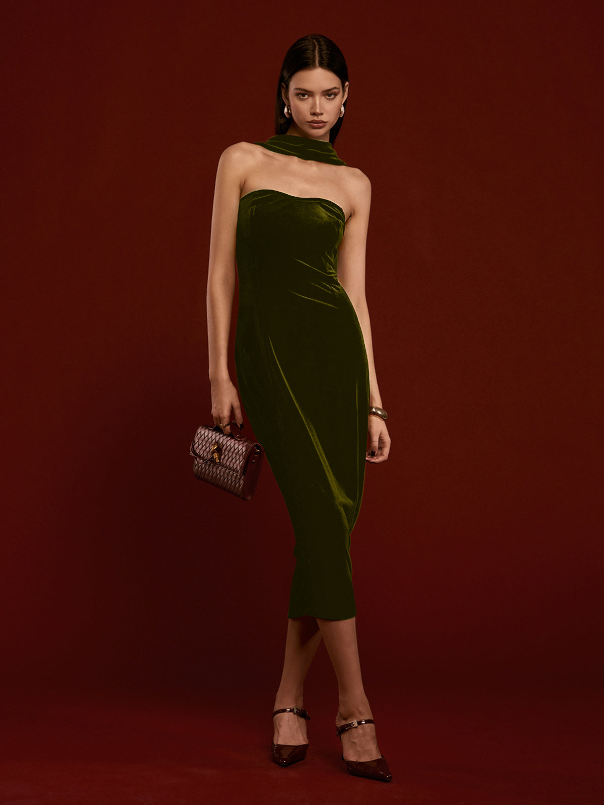 Sweetheart Backless Velvet Dress-Massicos