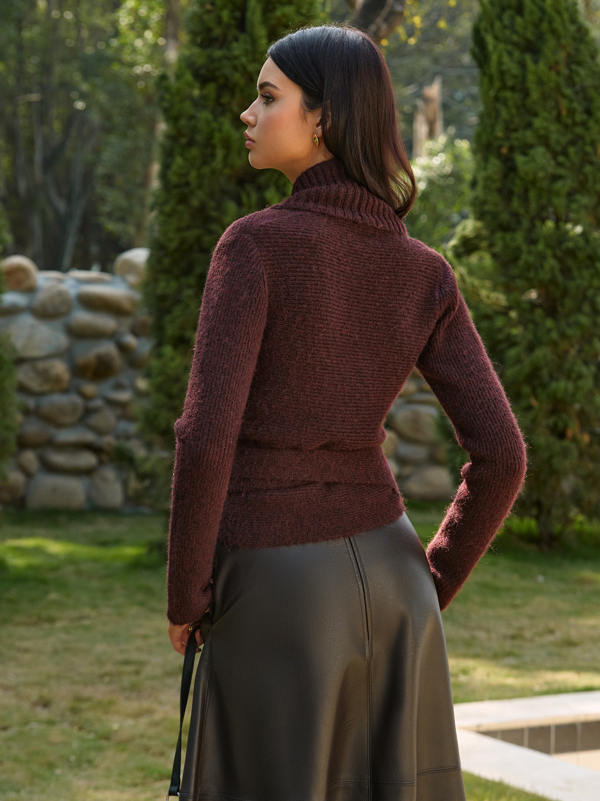 Wool-Blend Lace Up Knit Top-Massicos