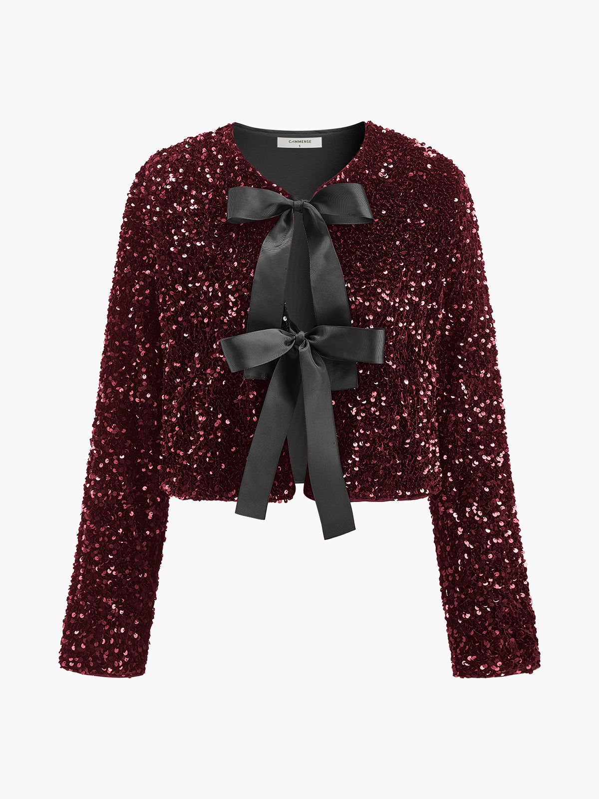 Sequins Velvet Bow Blazer-Massicos