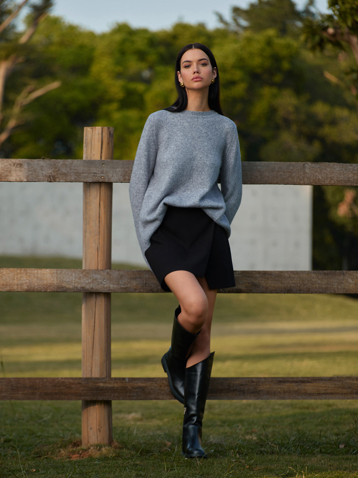 Round Neck Bow-Decor Sweater-Massicos