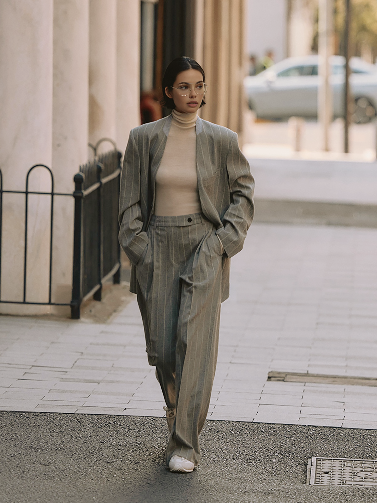 Wool-Blend Pinstripe Tweed Pants-Massicos