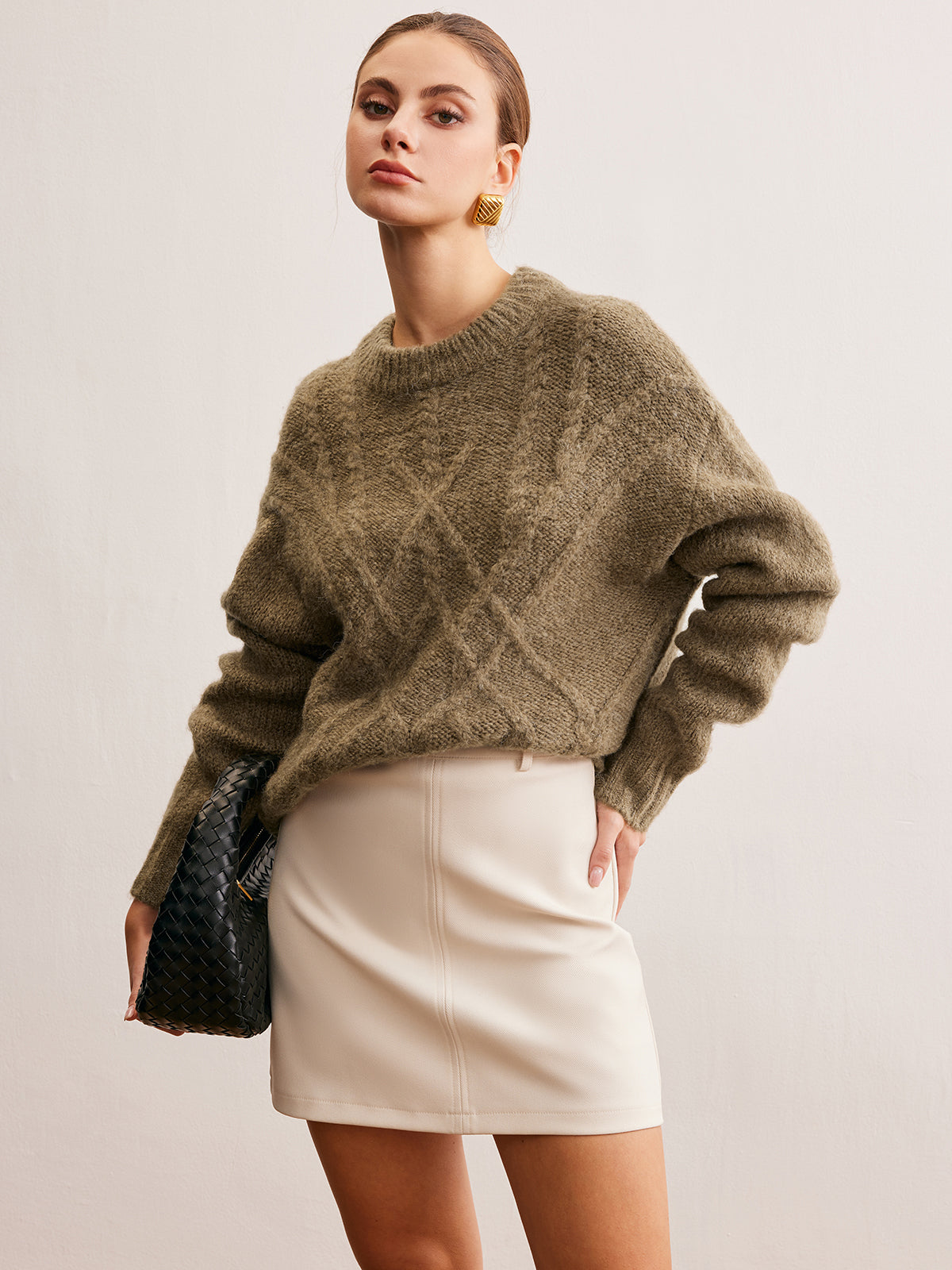 Wool-Blend Twist Shift Sweater-Massicos