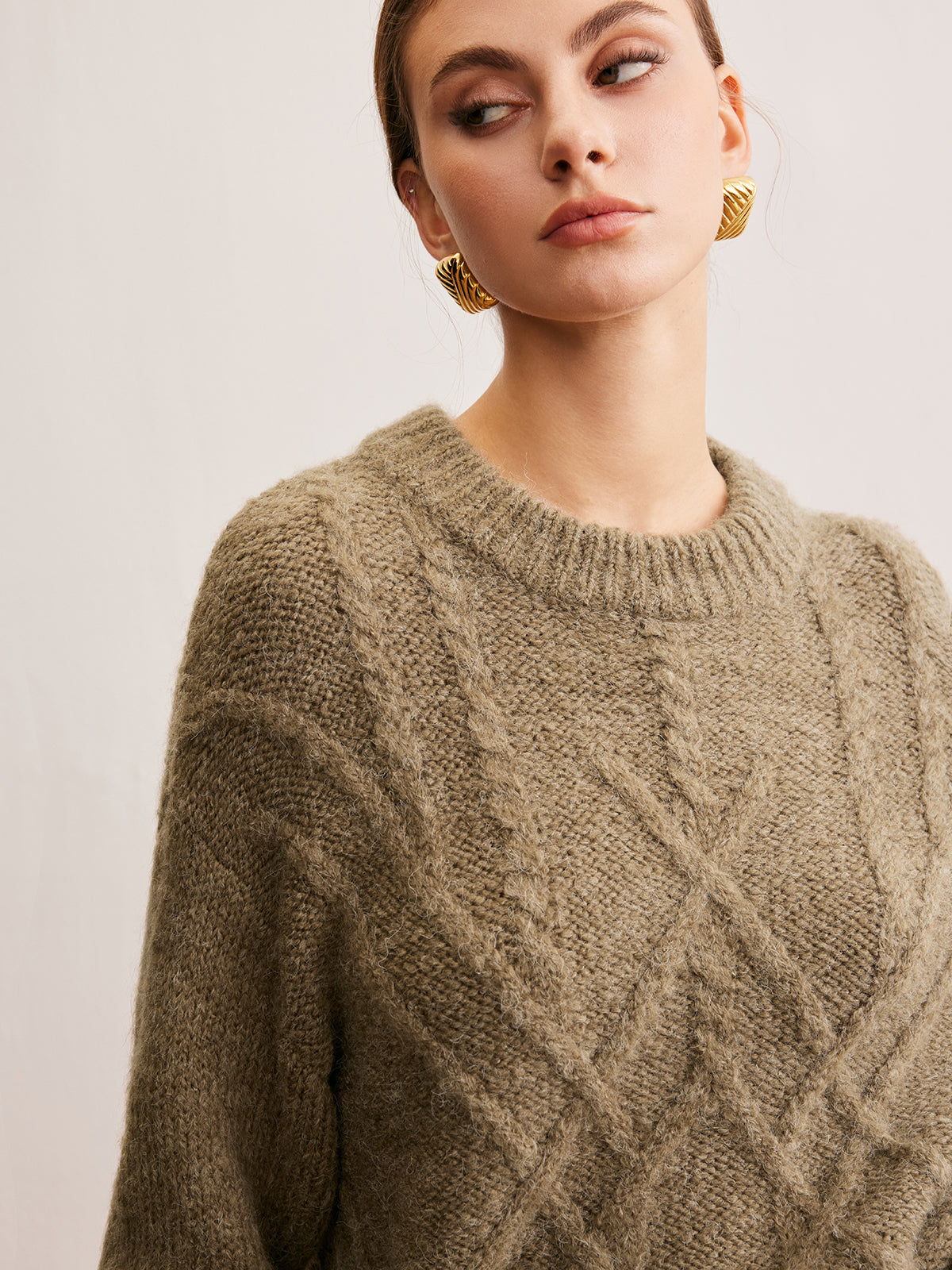Wool-Blend Twist Shift Sweater-Massicos