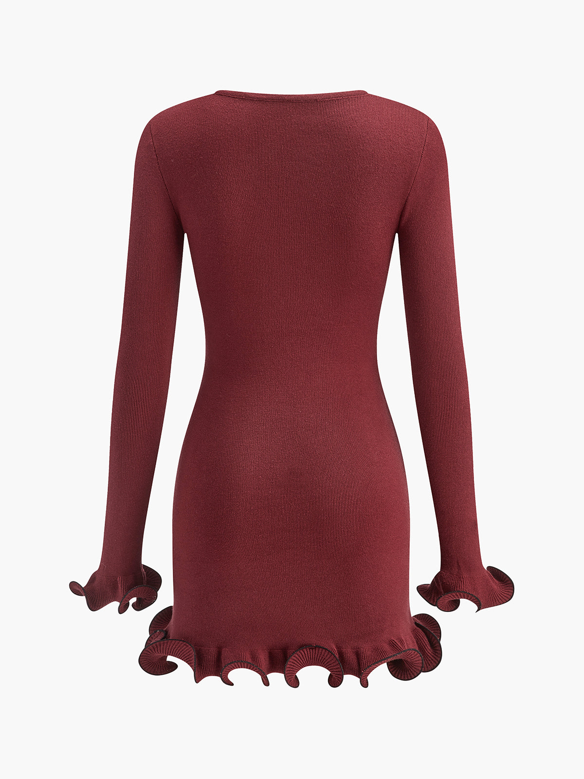 Contrast Ruffle Slim Dress-Massicos