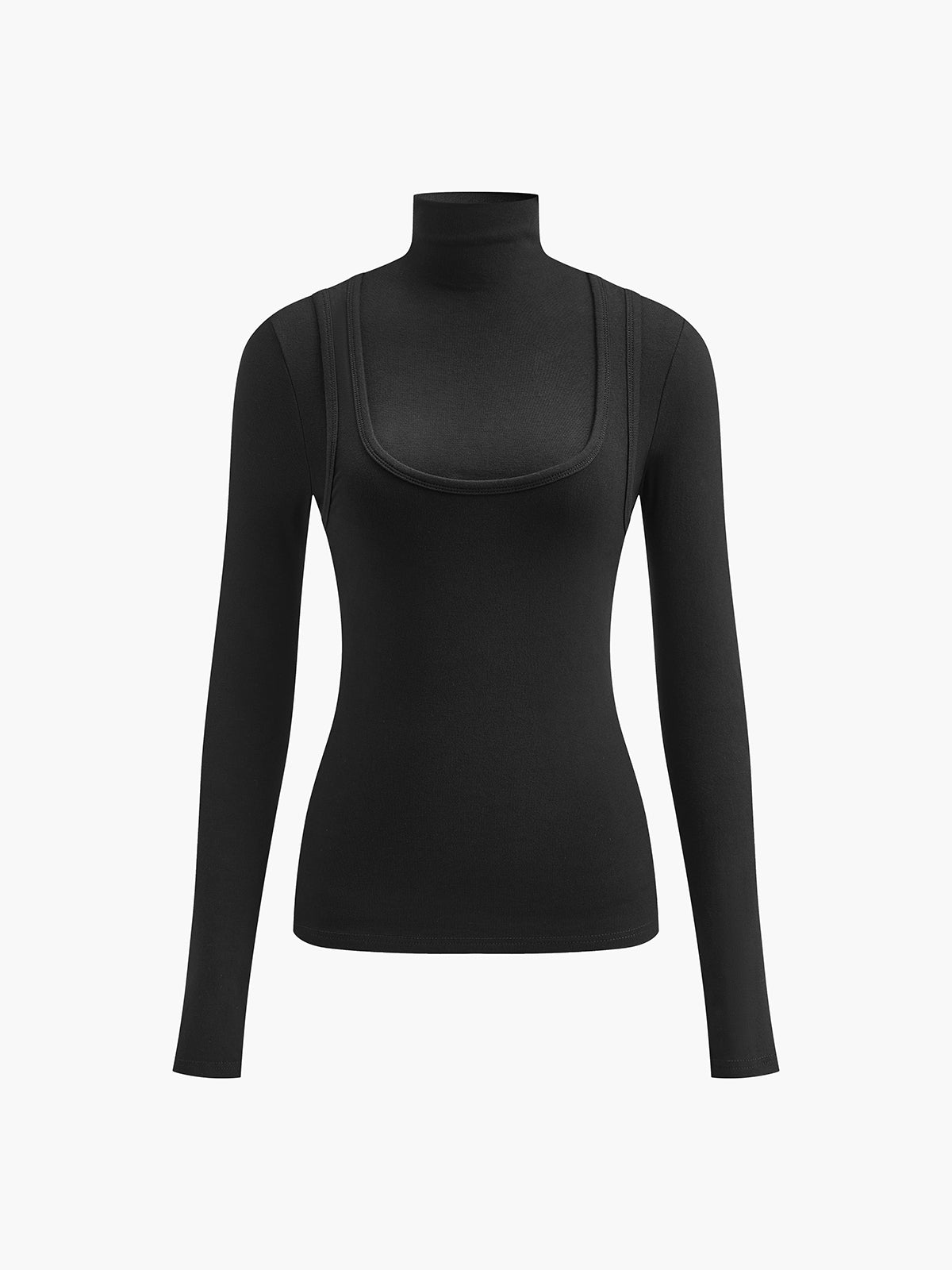2 in 1 Mock Neck Jersey Top-Massicos