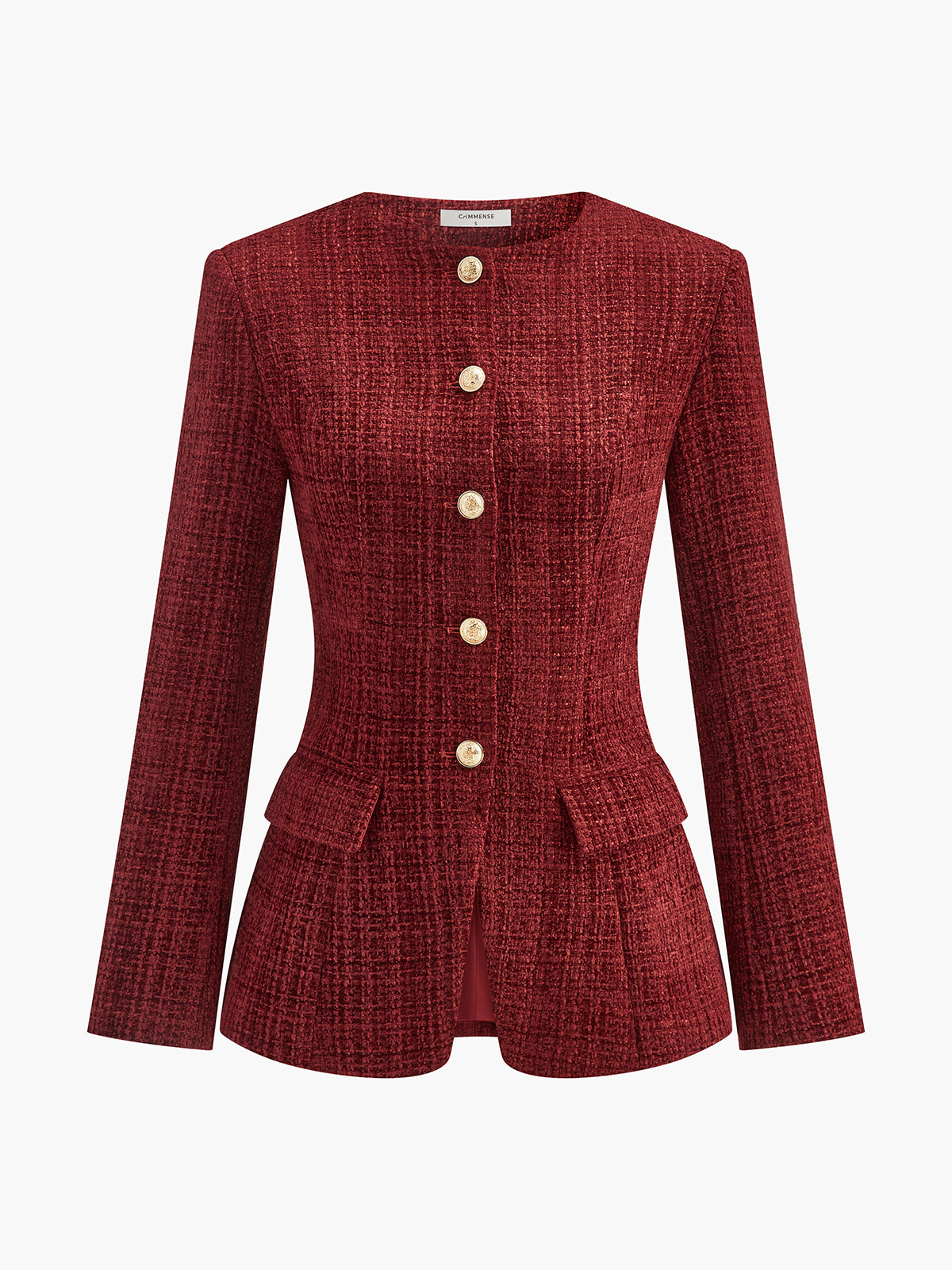 Button Down Slit Tweed Blazer-Massicos