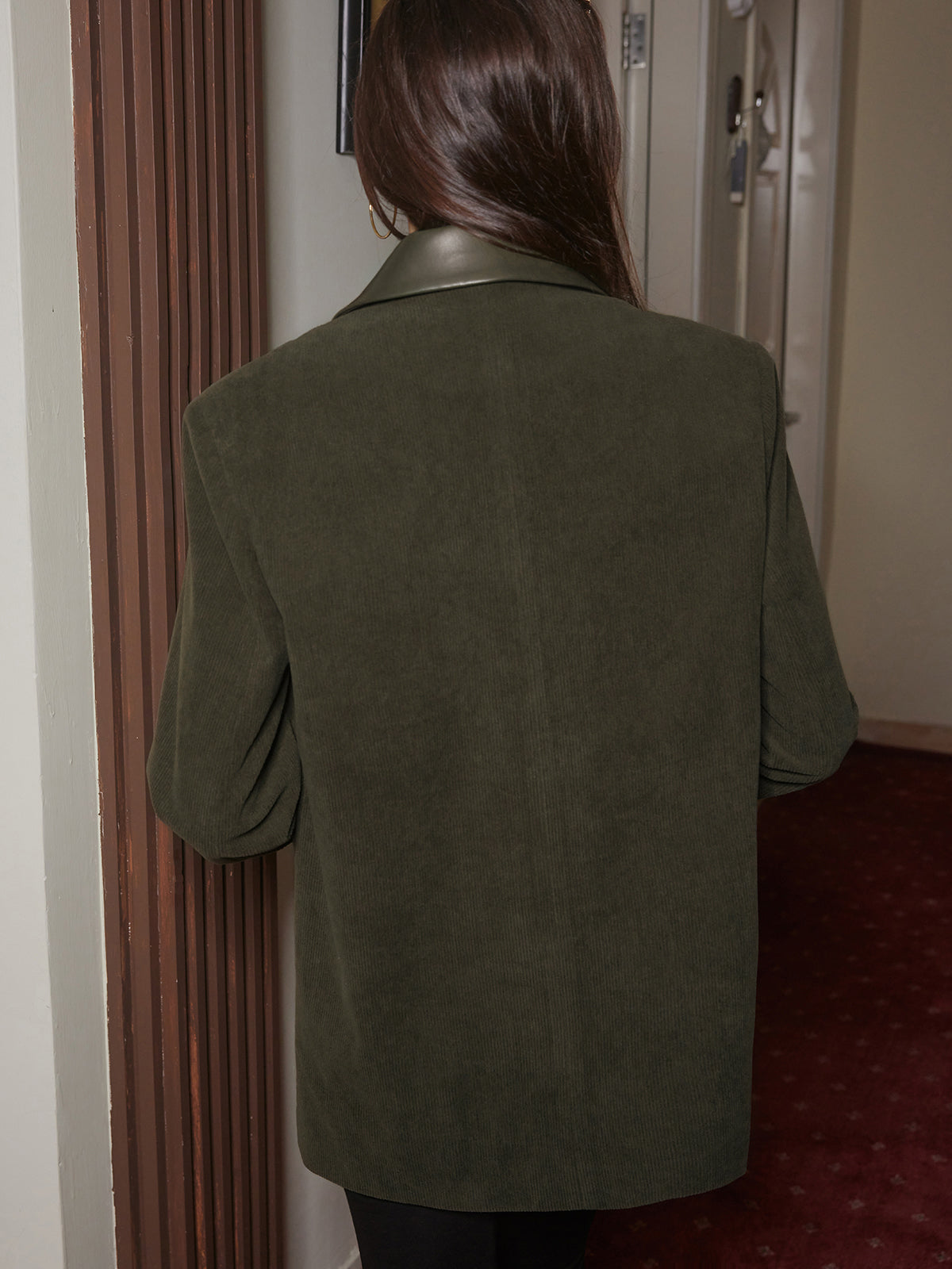 Shoulder Pads Corduroy Panel Blazer-Massicos
