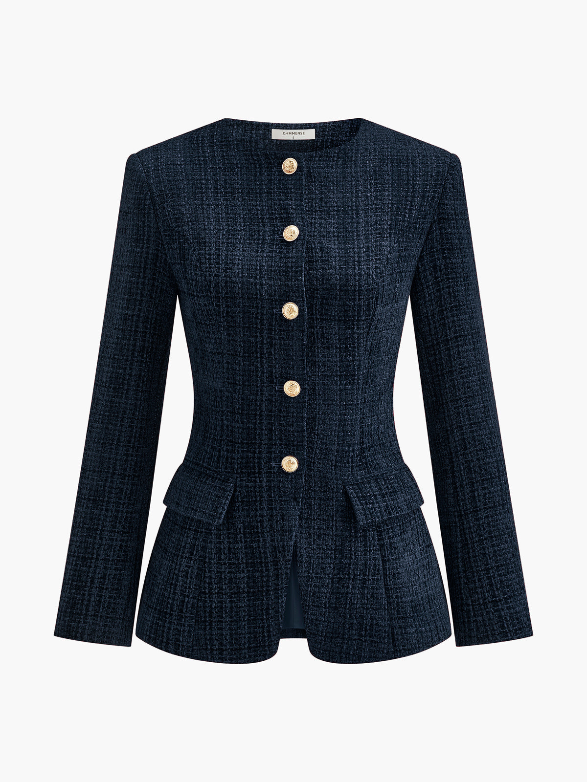 Button Down Slit Tweed Blazer-Massicos