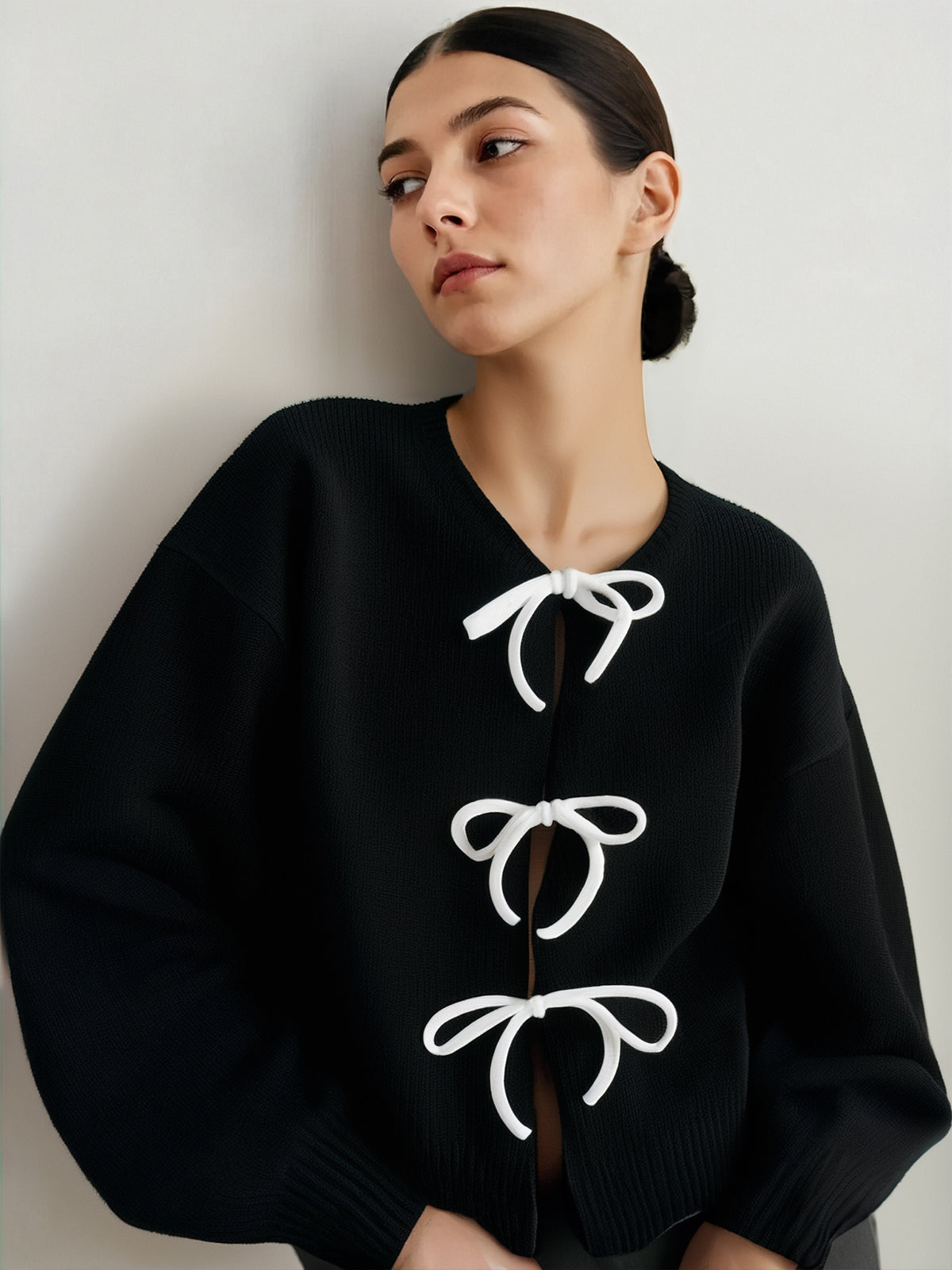 Bow Front Shift Sweater-Massicos