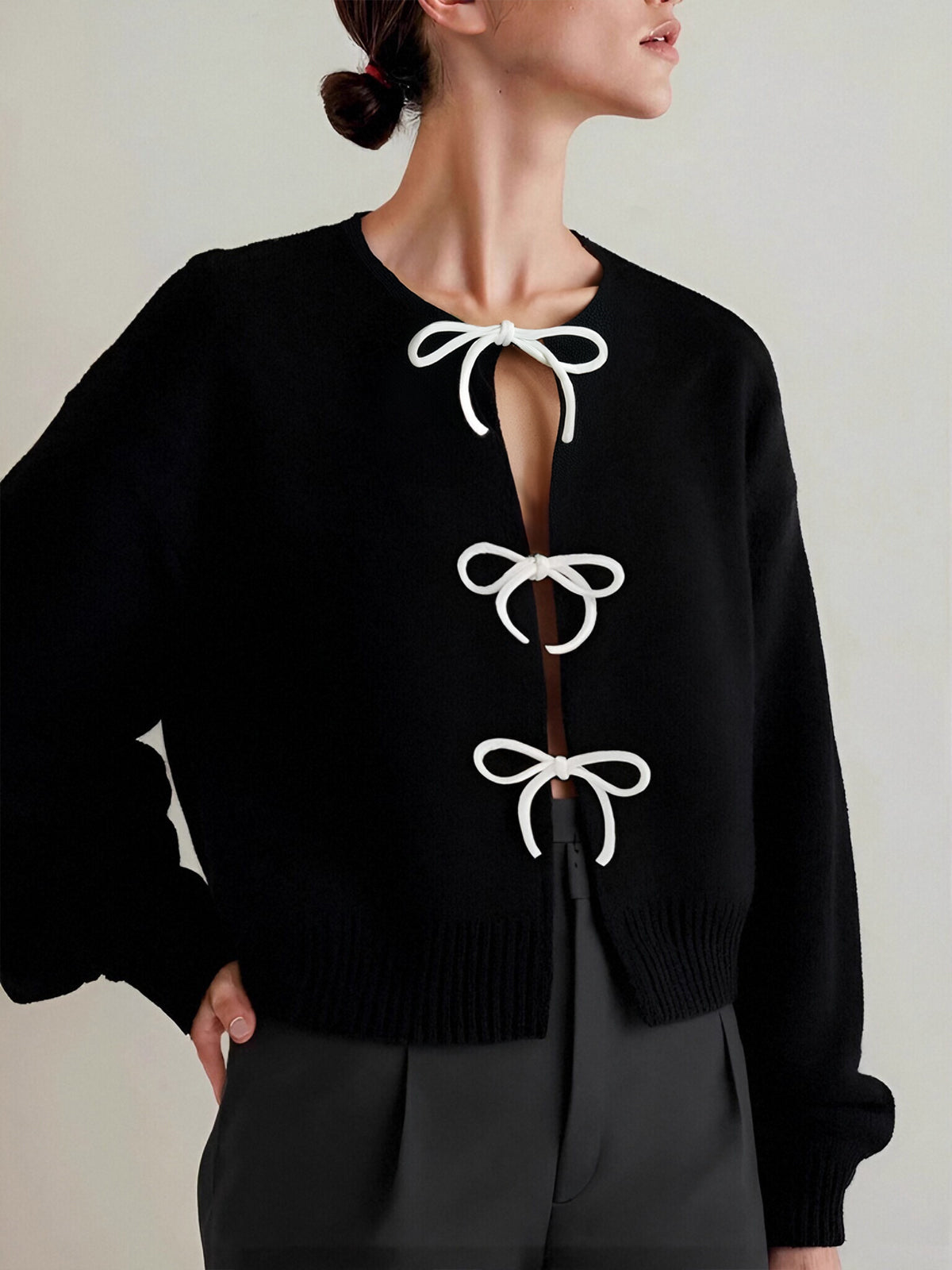 Bow Front Shift Sweater-Massicos