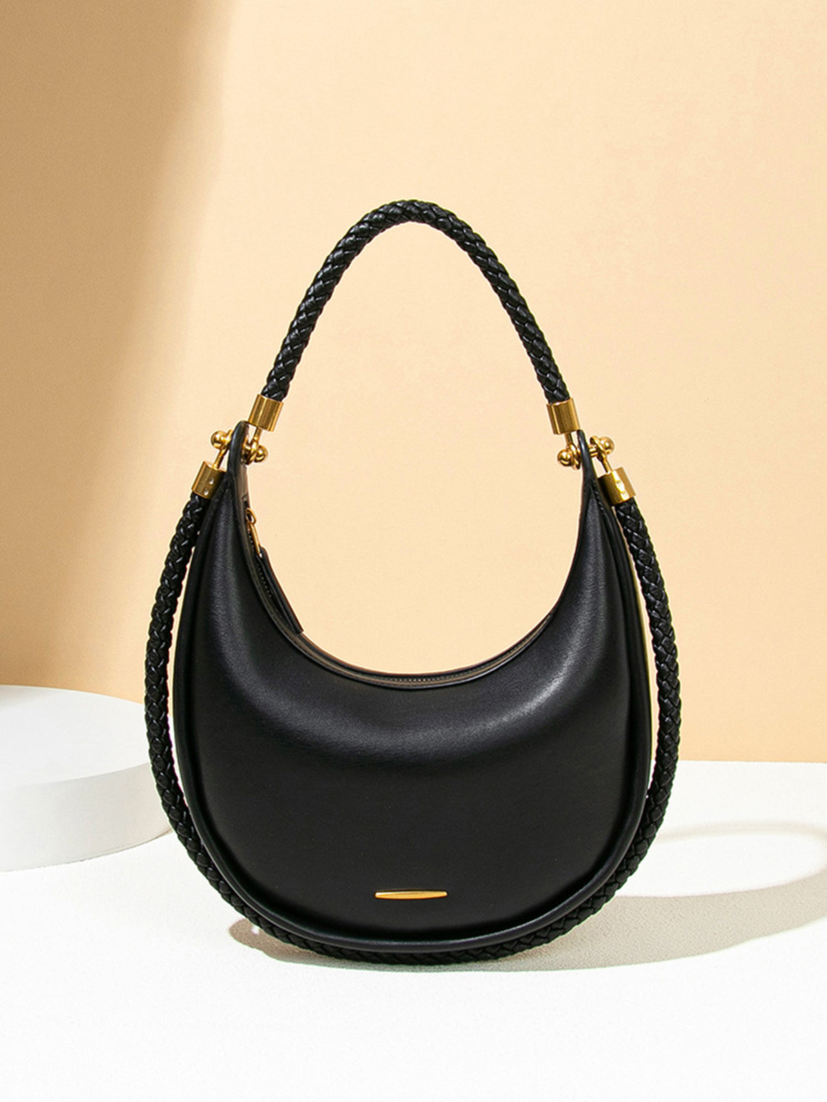 Top Woven-Handle Crescent Bag-Massicos