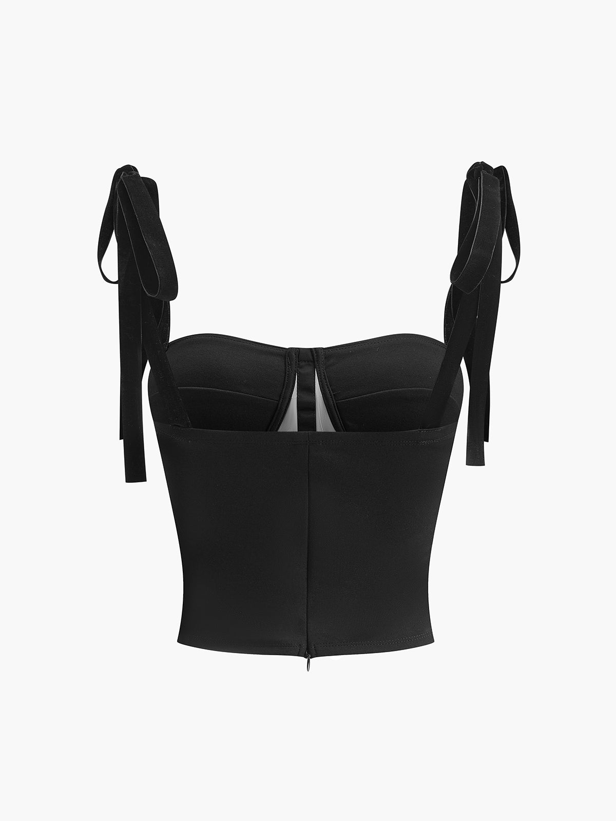 Semi-Sheer Tied Mesh Cami Crop Top-Massicos