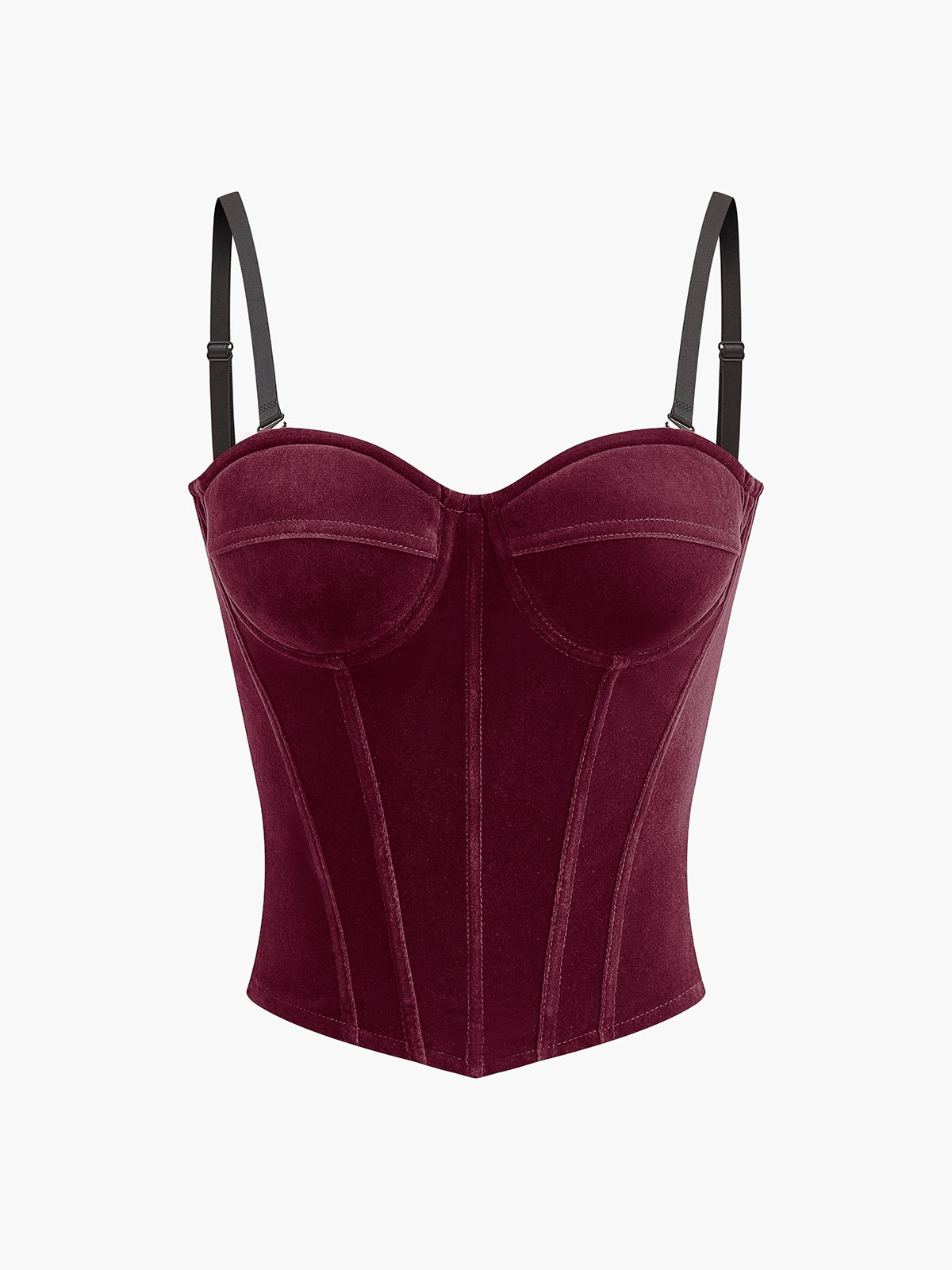 Velvet Piping Zipper Corset-Massicos