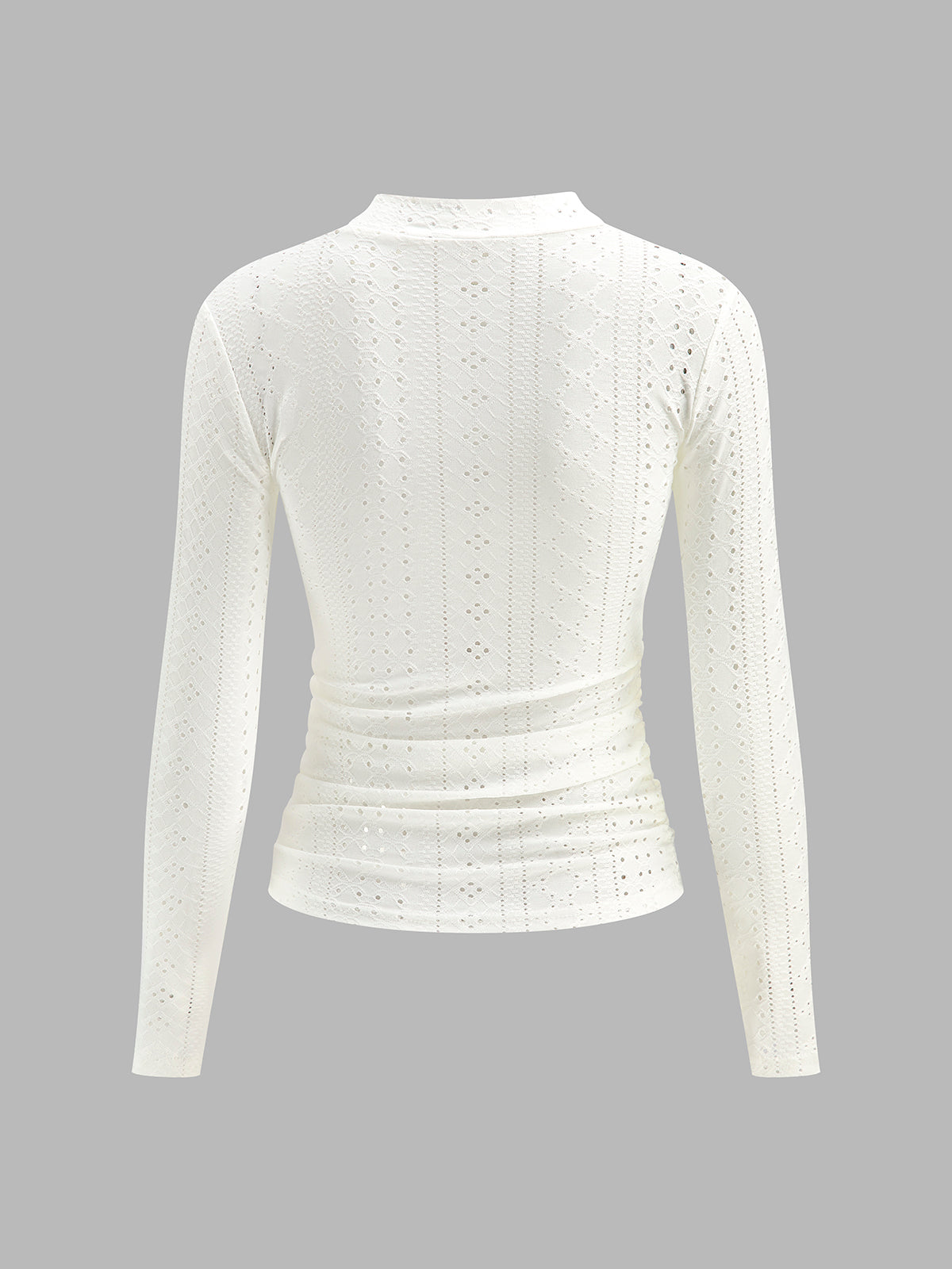 Semi-Sheer Stand Collar Side-Pleated Skinny Top-Massicos