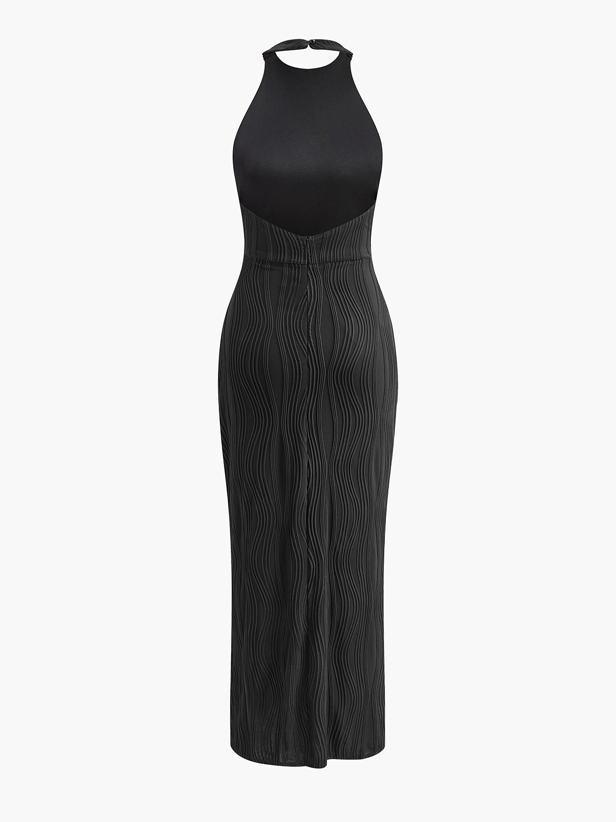 Pleated Halter Neck Dress-Massicos