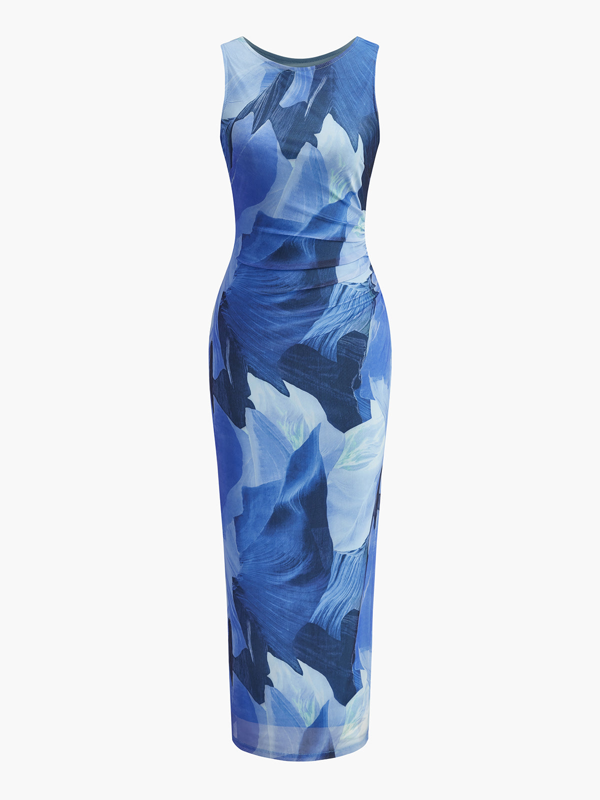Sleeveless Floral Print Dress-Massicos