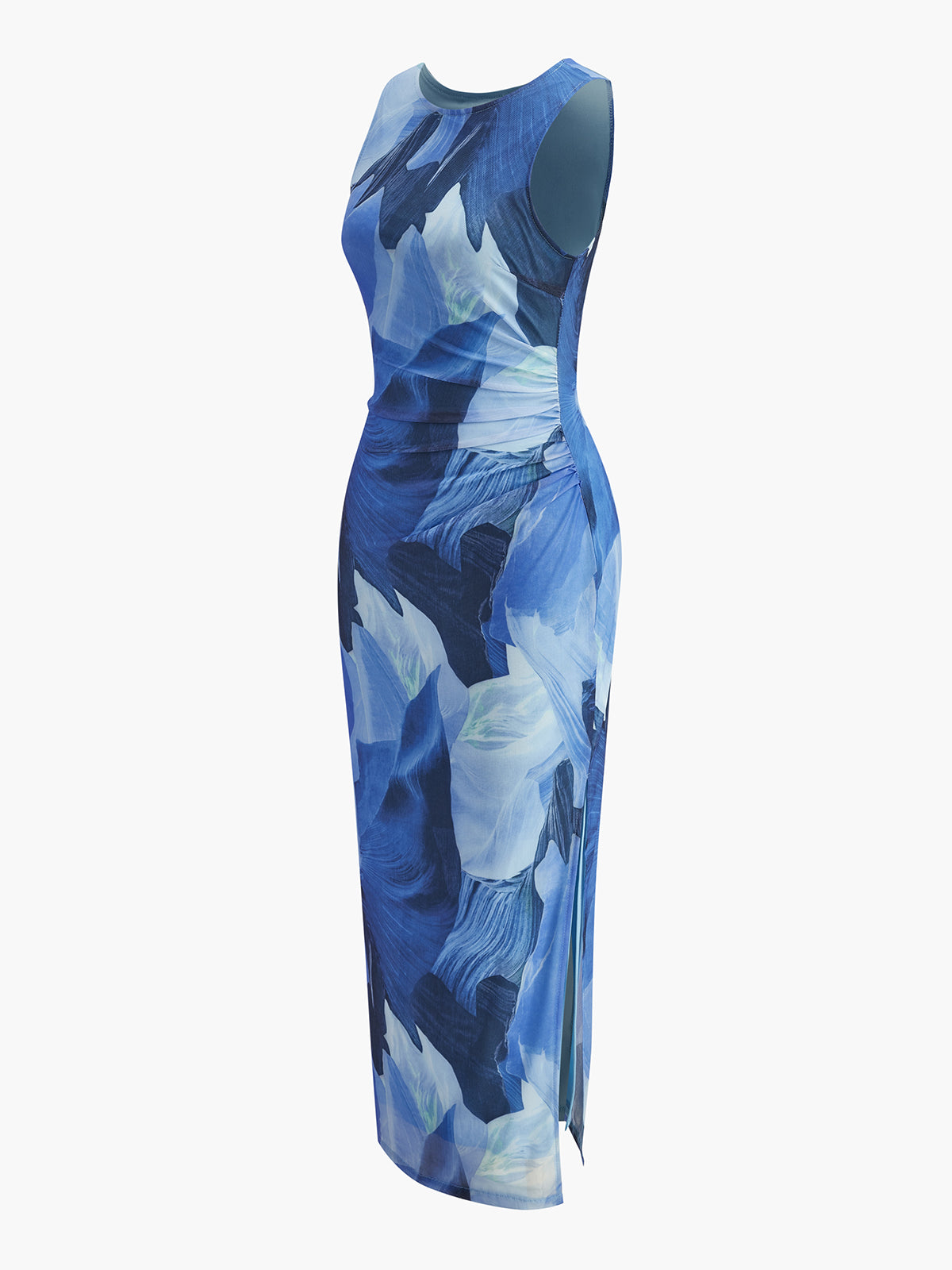 Sleeveless Floral Print Dress-Massicos