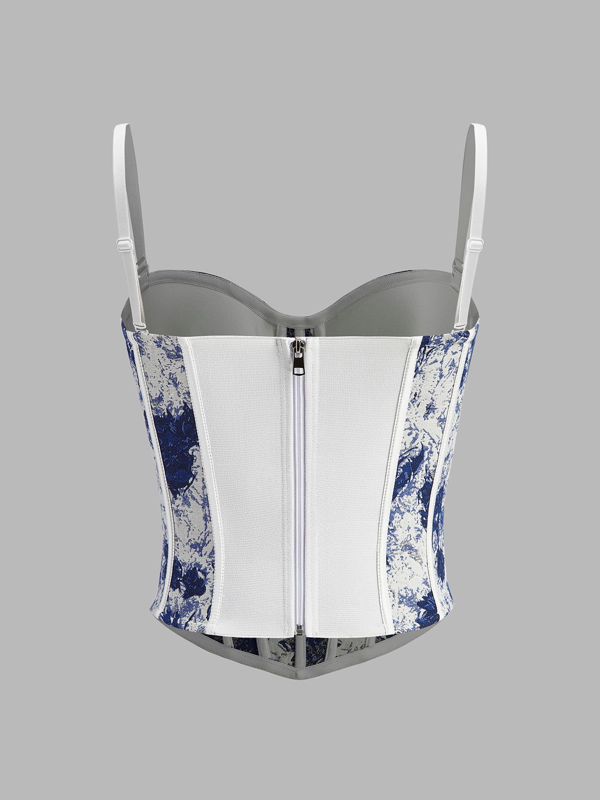 Ink Printed Zipper Corset Top-Massicos
