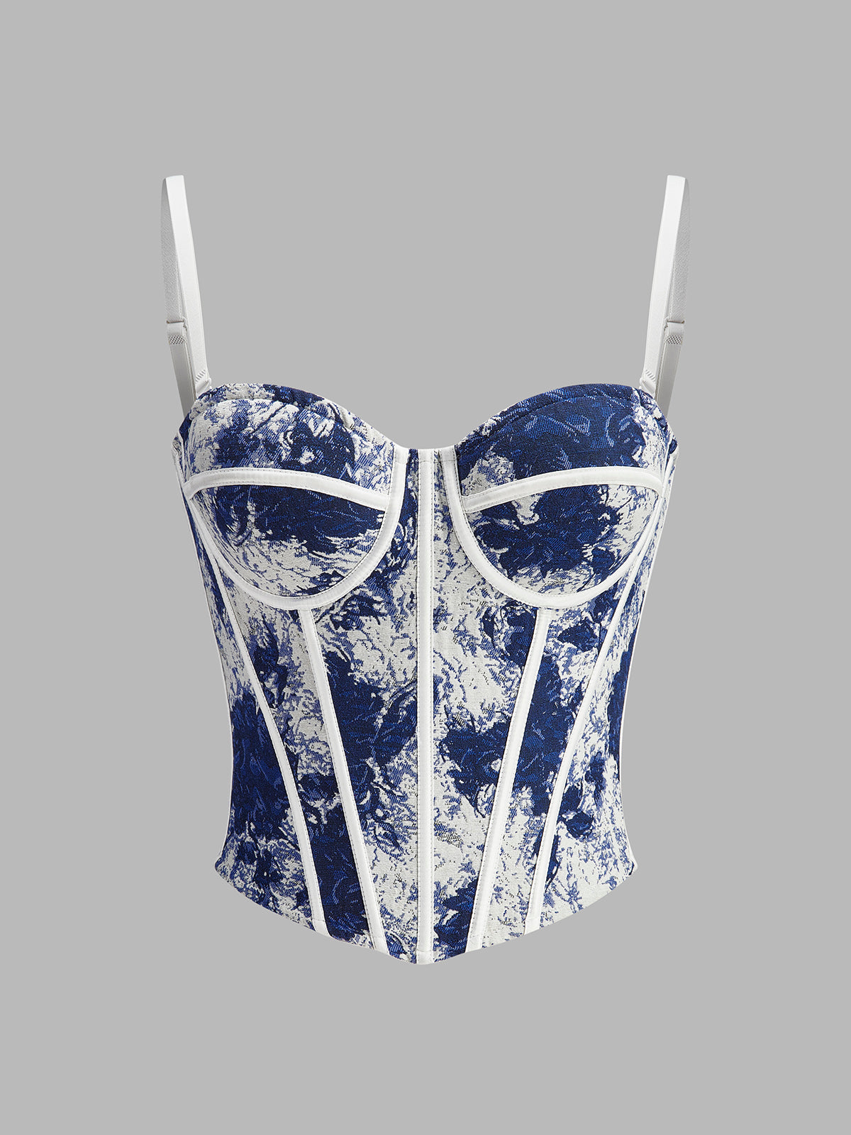 Ink Printed Zipper Corset Top-Massicos