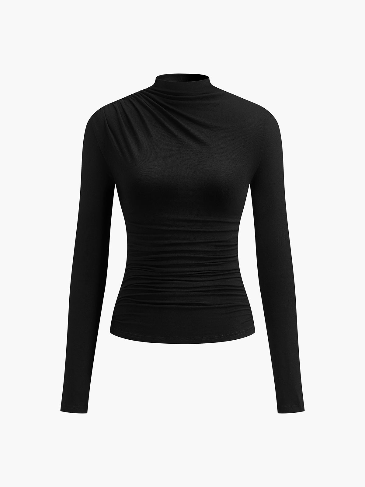 Ruching Long Sleeve Shirt-Massicos