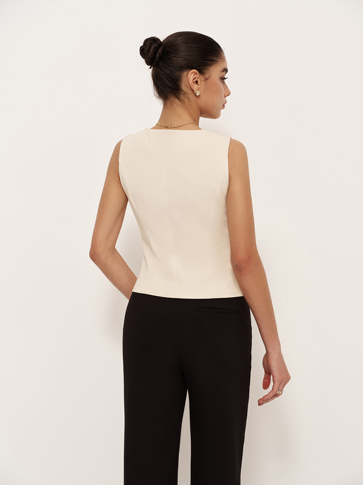 Casual V-Neck Button Pocket Vest-Massicos