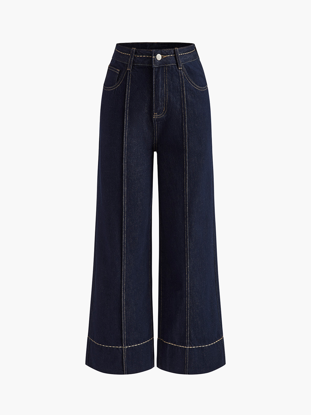 Wide Leg Denim Jeans-Massicos
