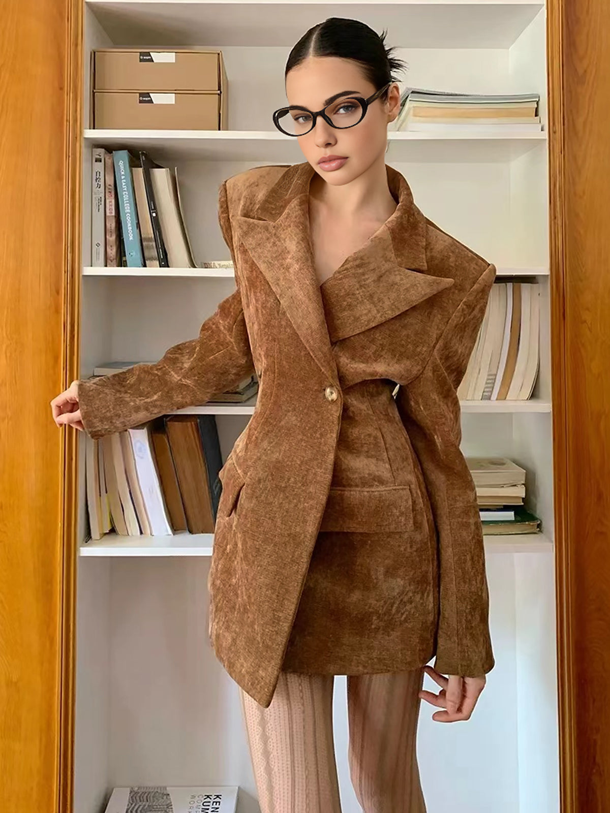 Button Cinched Long Blazer-Massicos