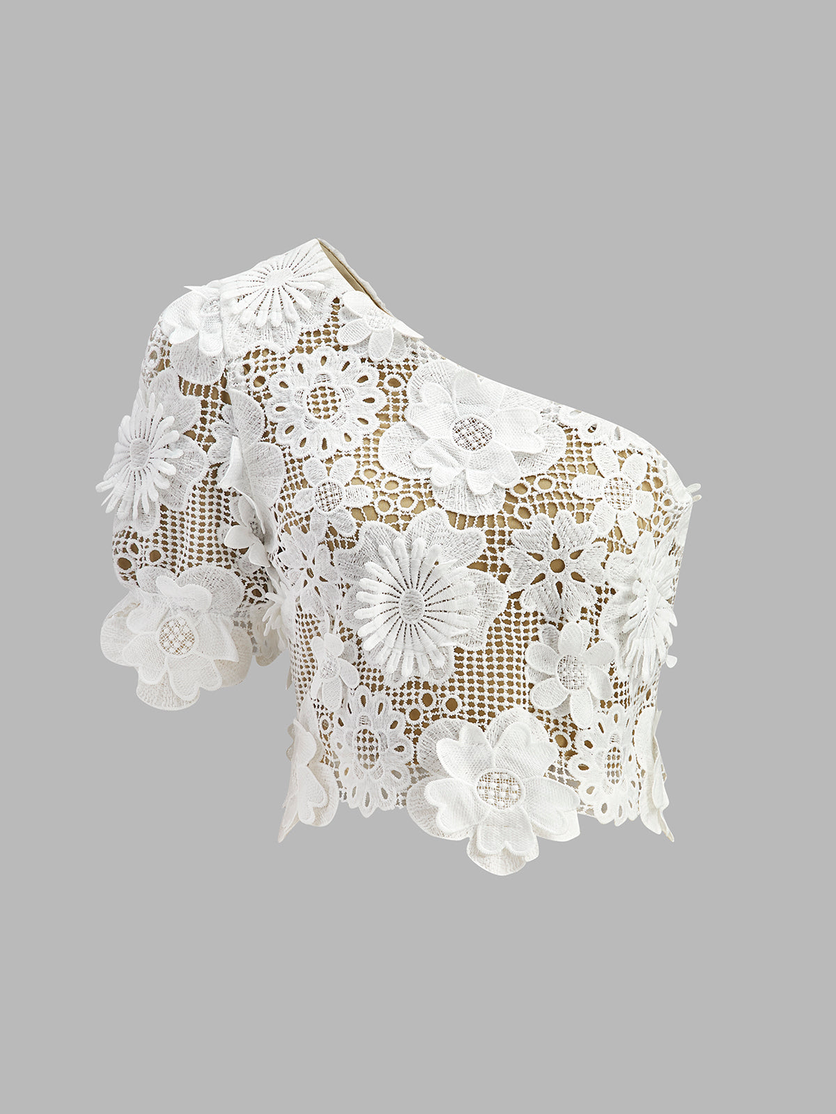 Asymmetrical Floral Lace Top Skirt Set-Massicos