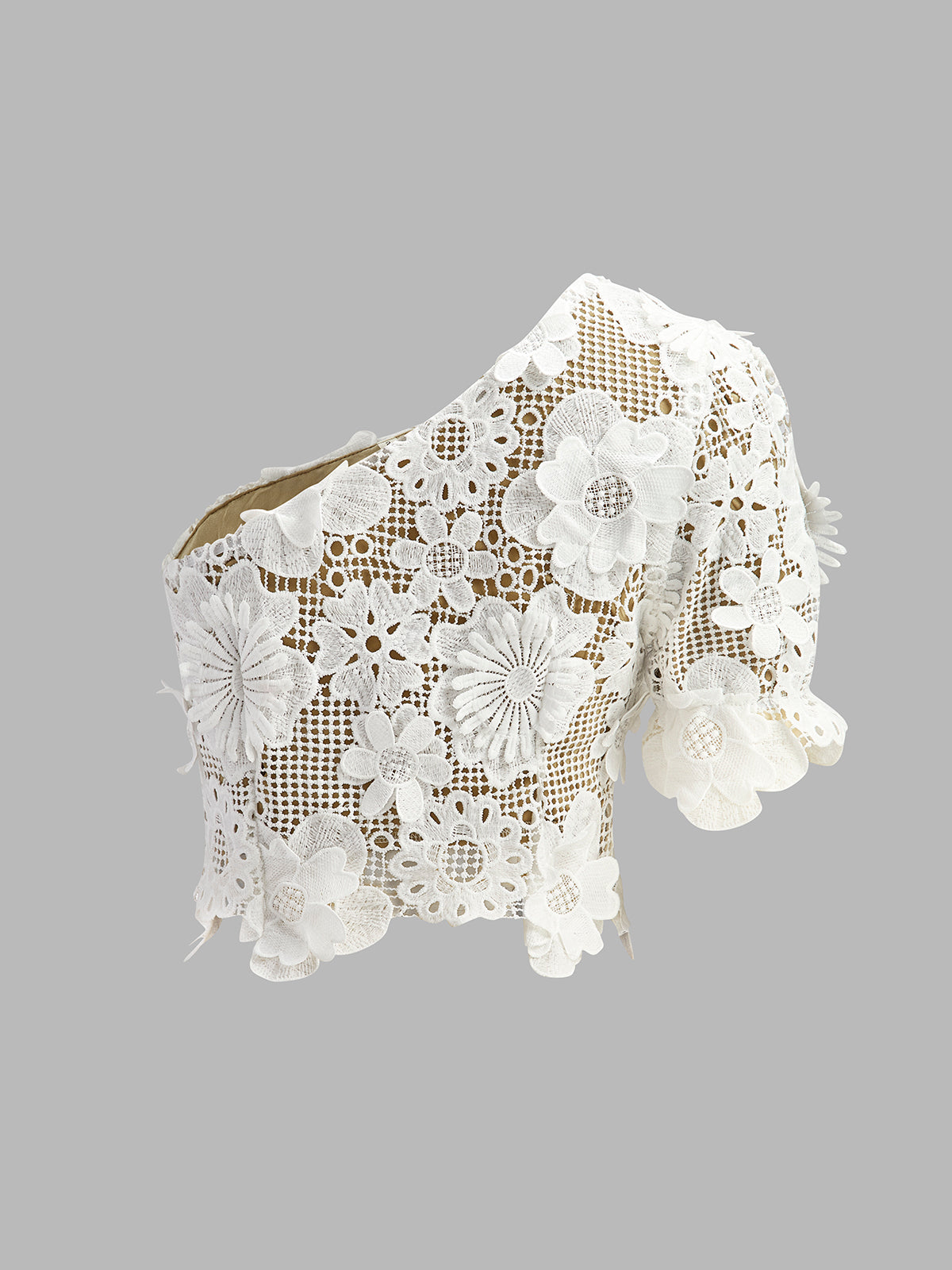Asymmetrical Floral Lace Top Skirt Set-Massicos