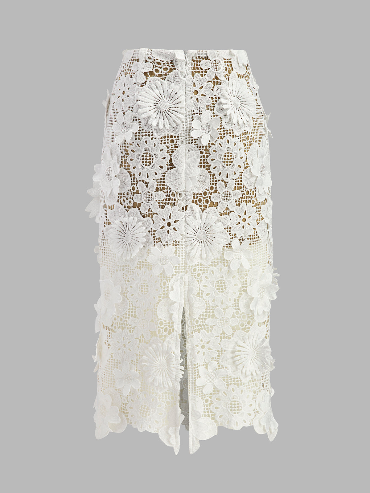 Asymmetrical Floral Lace Top Skirt Set-Massicos