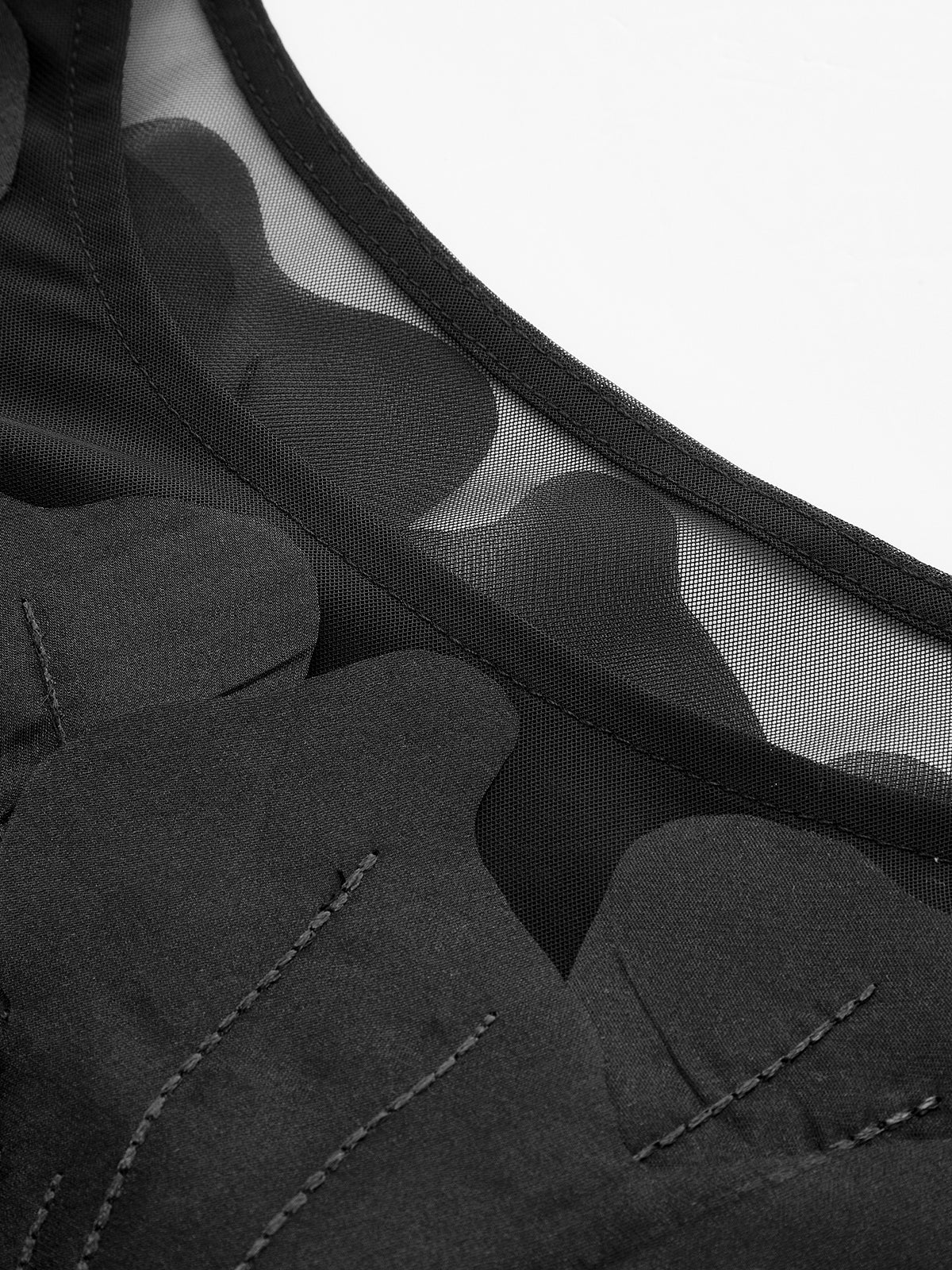 Semi-Sheer Floral Decor Slim Blouse-Massicos