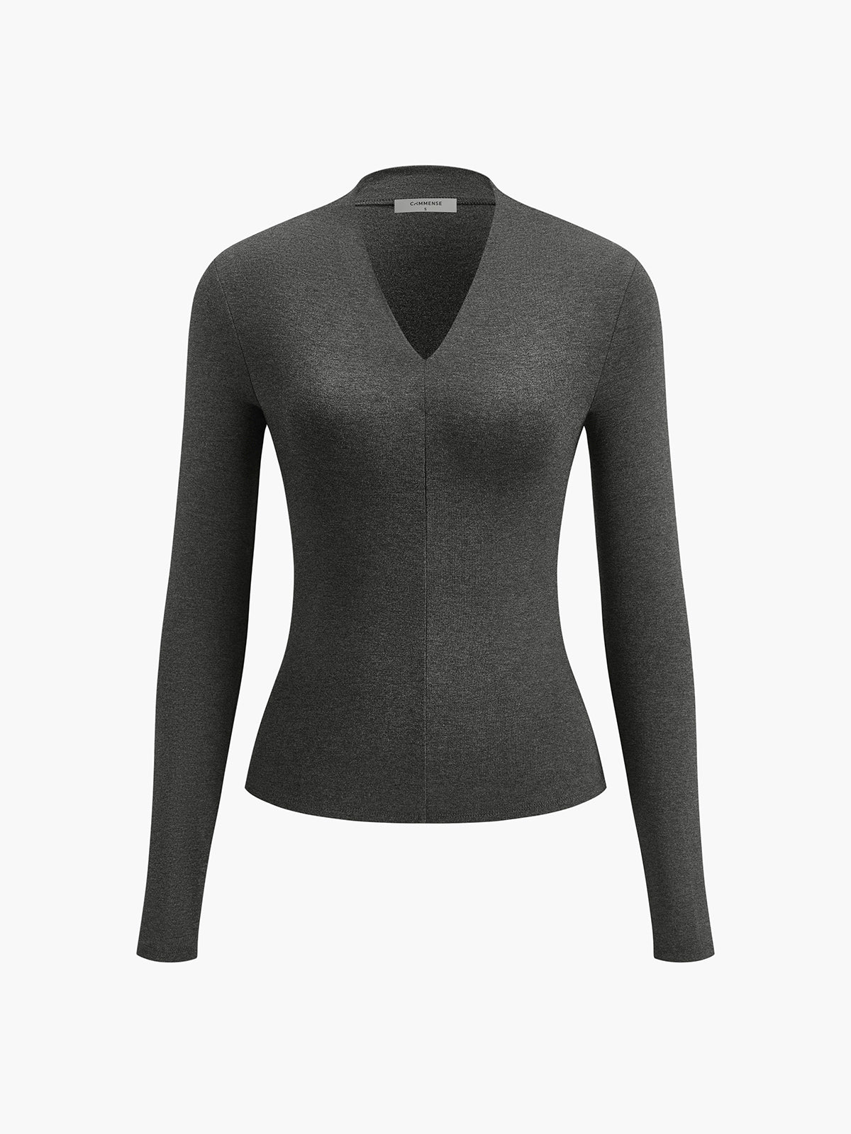 V-Neck Bodycon Jersey T-Shirt-Massicos