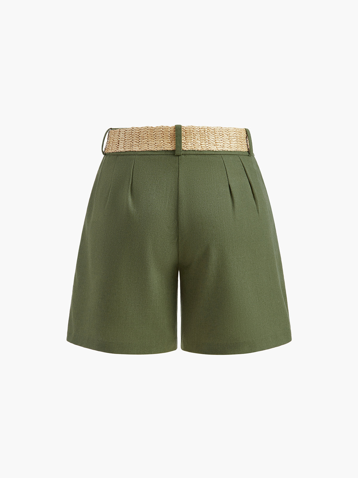 V-Neck Buttoned Shorts Set With Belt-Massicos
