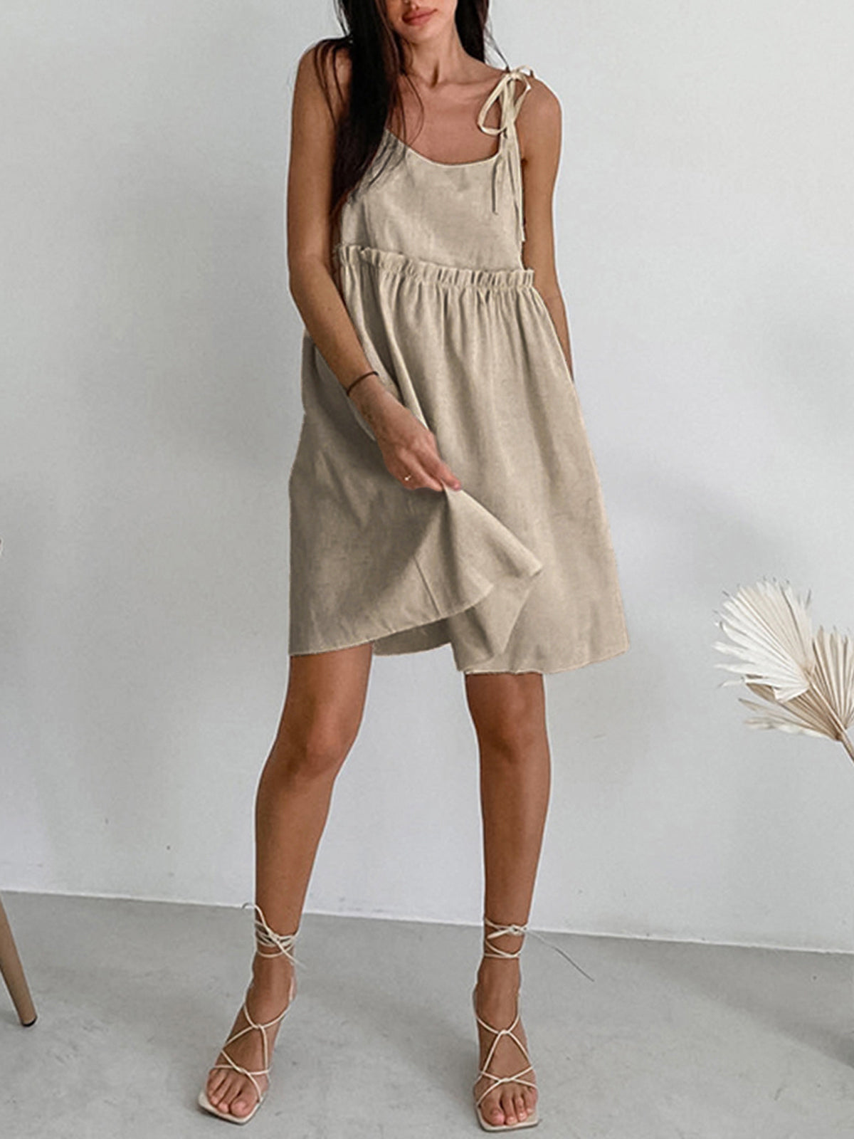 Levanzo Tied Shoulder Short Dress-Massicos