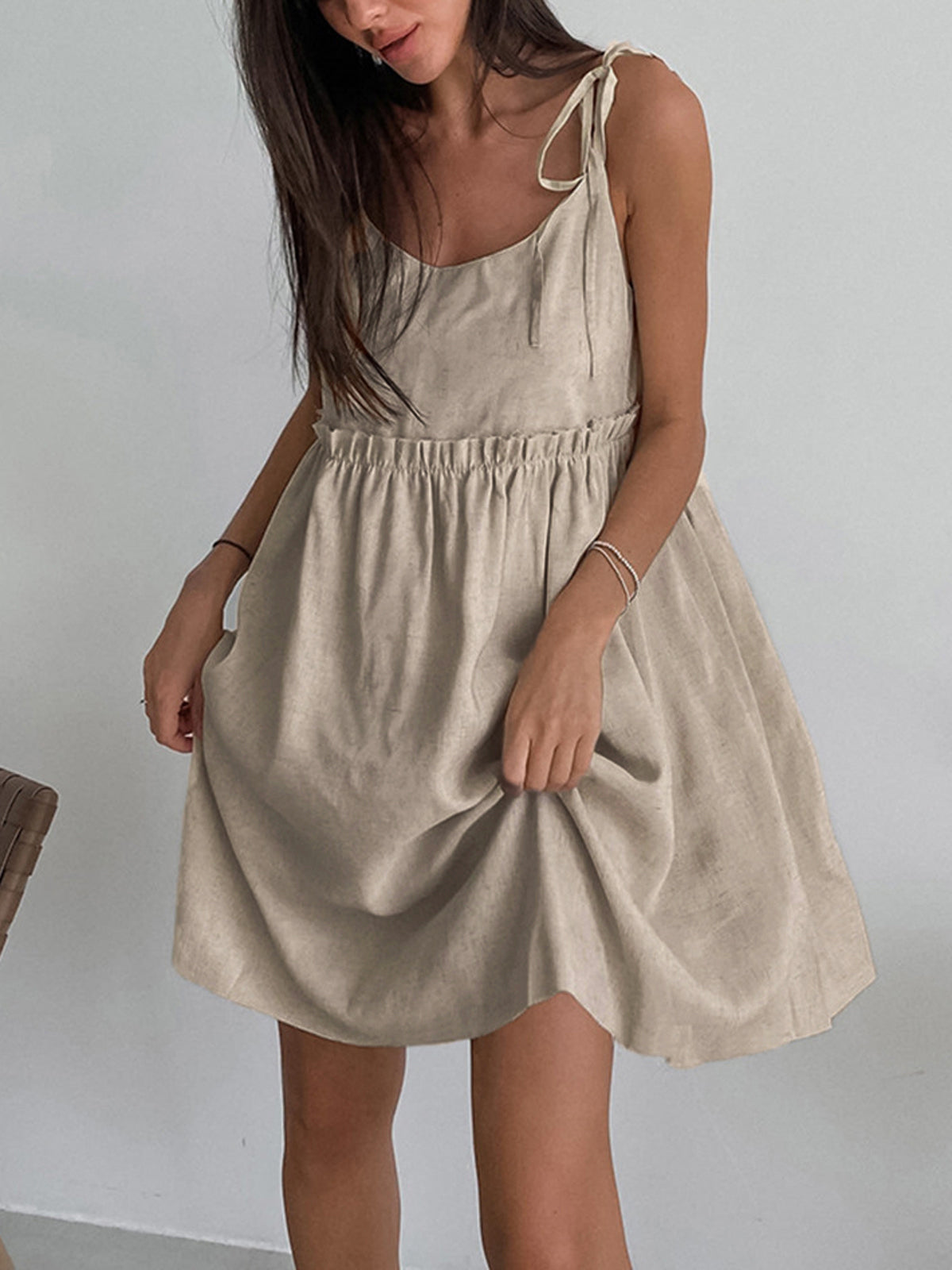 Levanzo Tied Shoulder Short Dress-Massicos