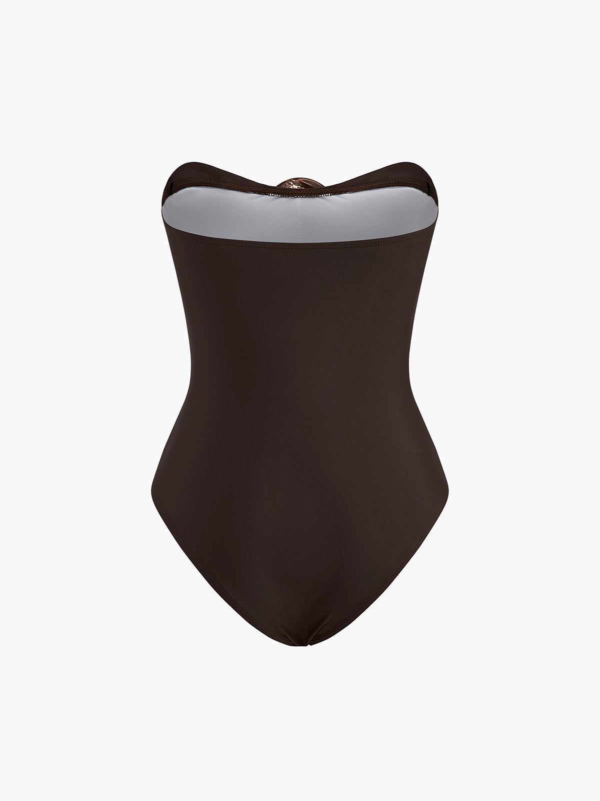 Metal Detail Twist Front One-Piece Swimsuit-Massicos