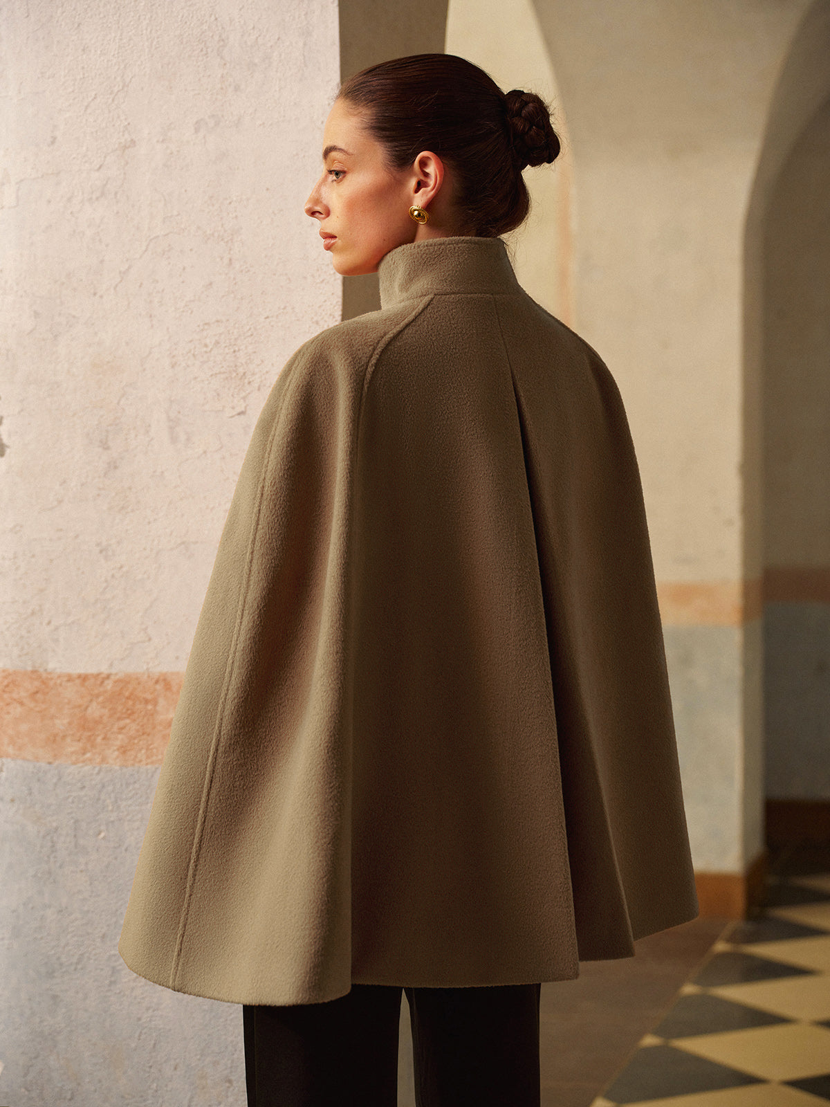 Stand Collar Lariat-Belted Warm Cloak-Massicos